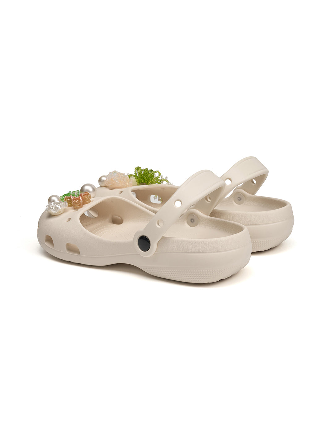 Mary Jane Style Breathable Slide Sandals-Beige