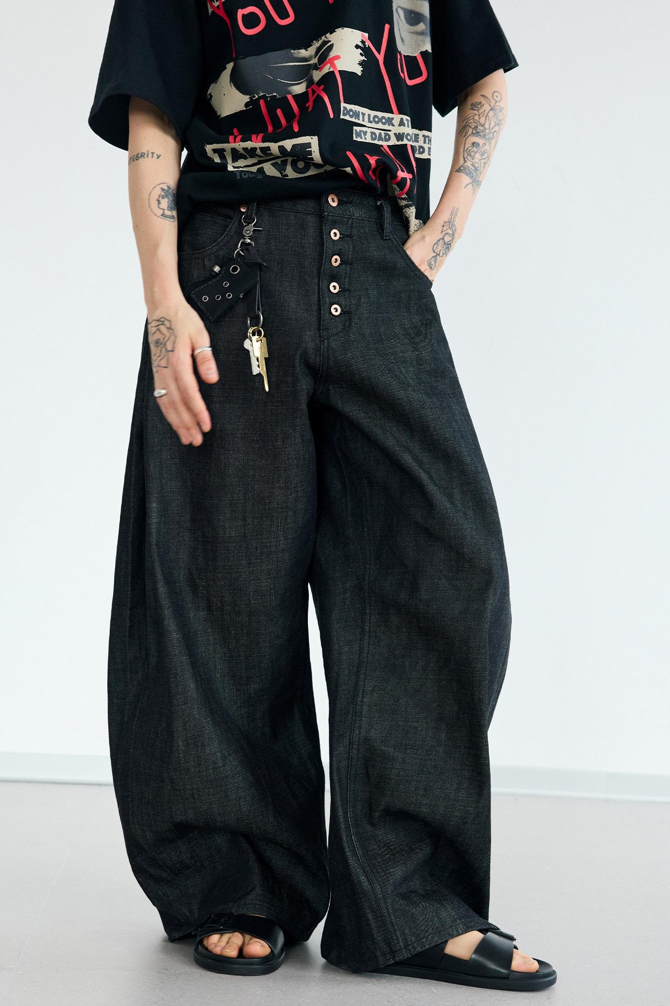 Men's Wide-Leg Curved Knife Jeans