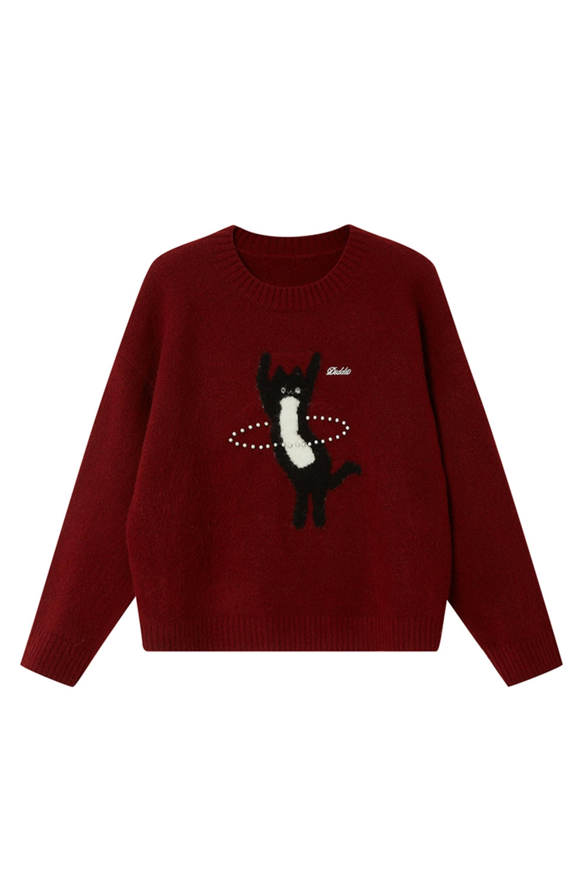 Dancing Cat Knitted Sweater