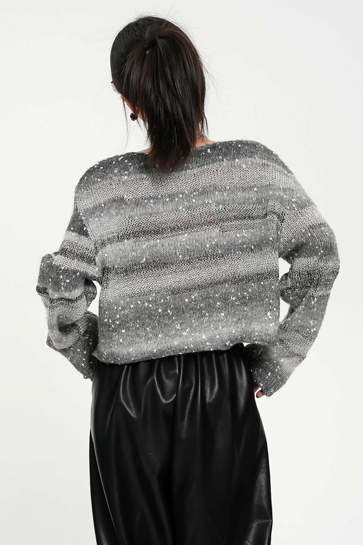 Gradient Speckled Knit Sweater