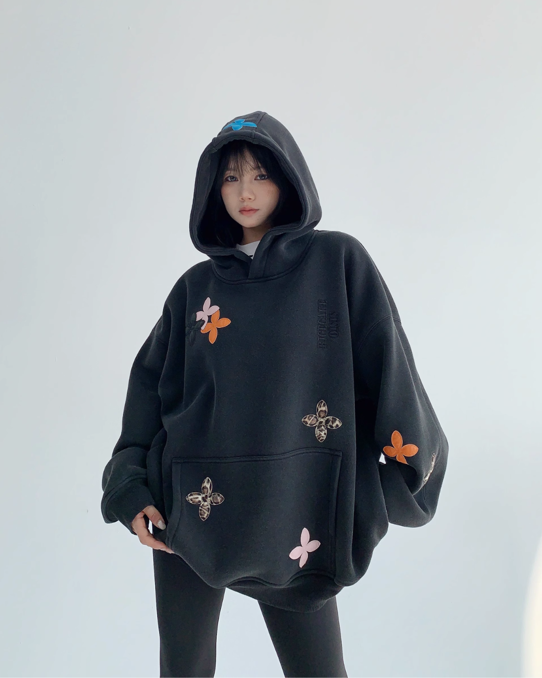 Midnight Bloom Oversized Petal Hoodie