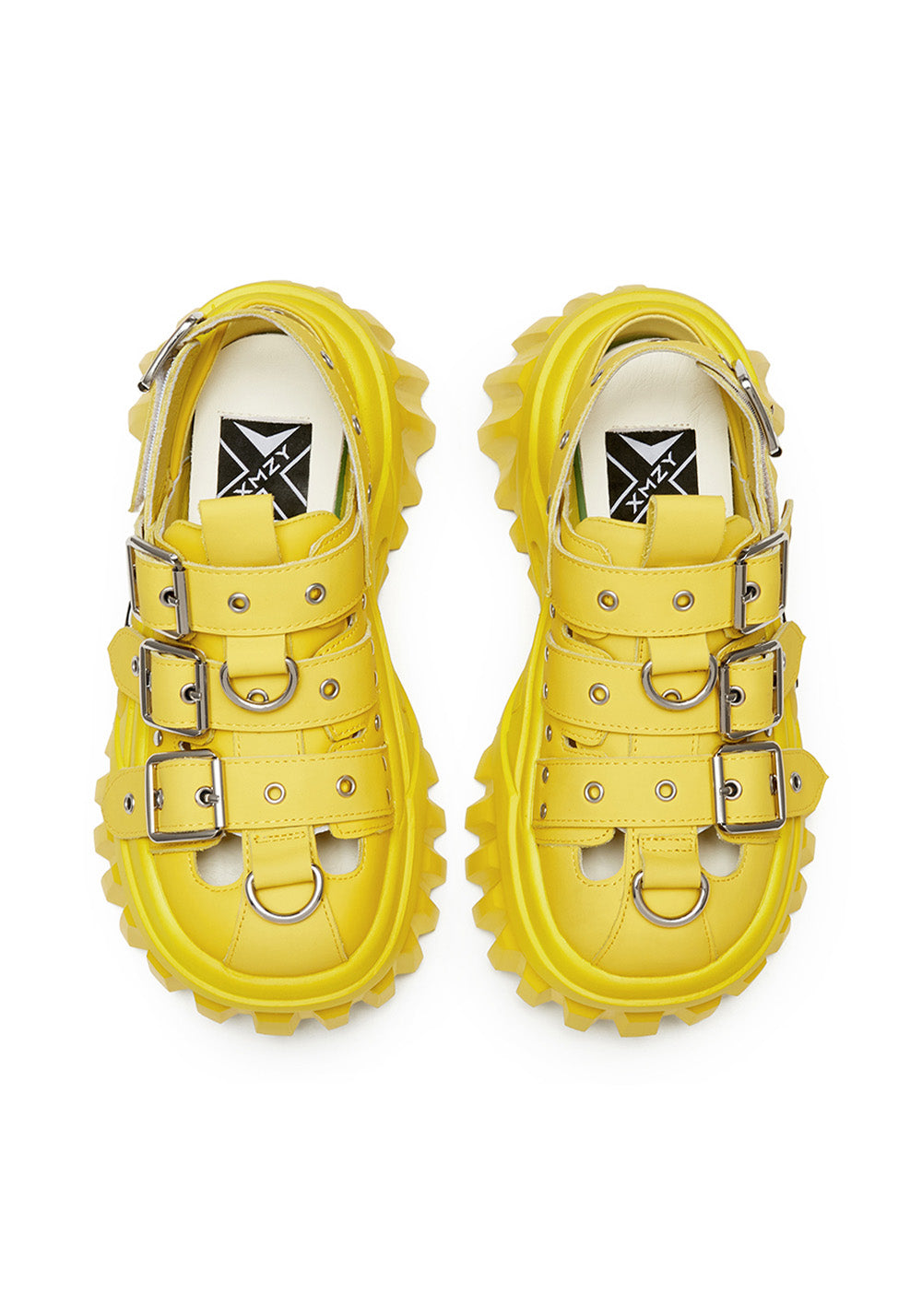 Yellow Metallic Punk Platform Sandals