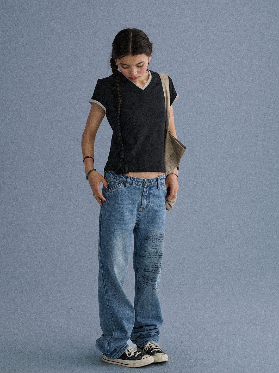Shoulder-Fitted Cropped Basic Tee