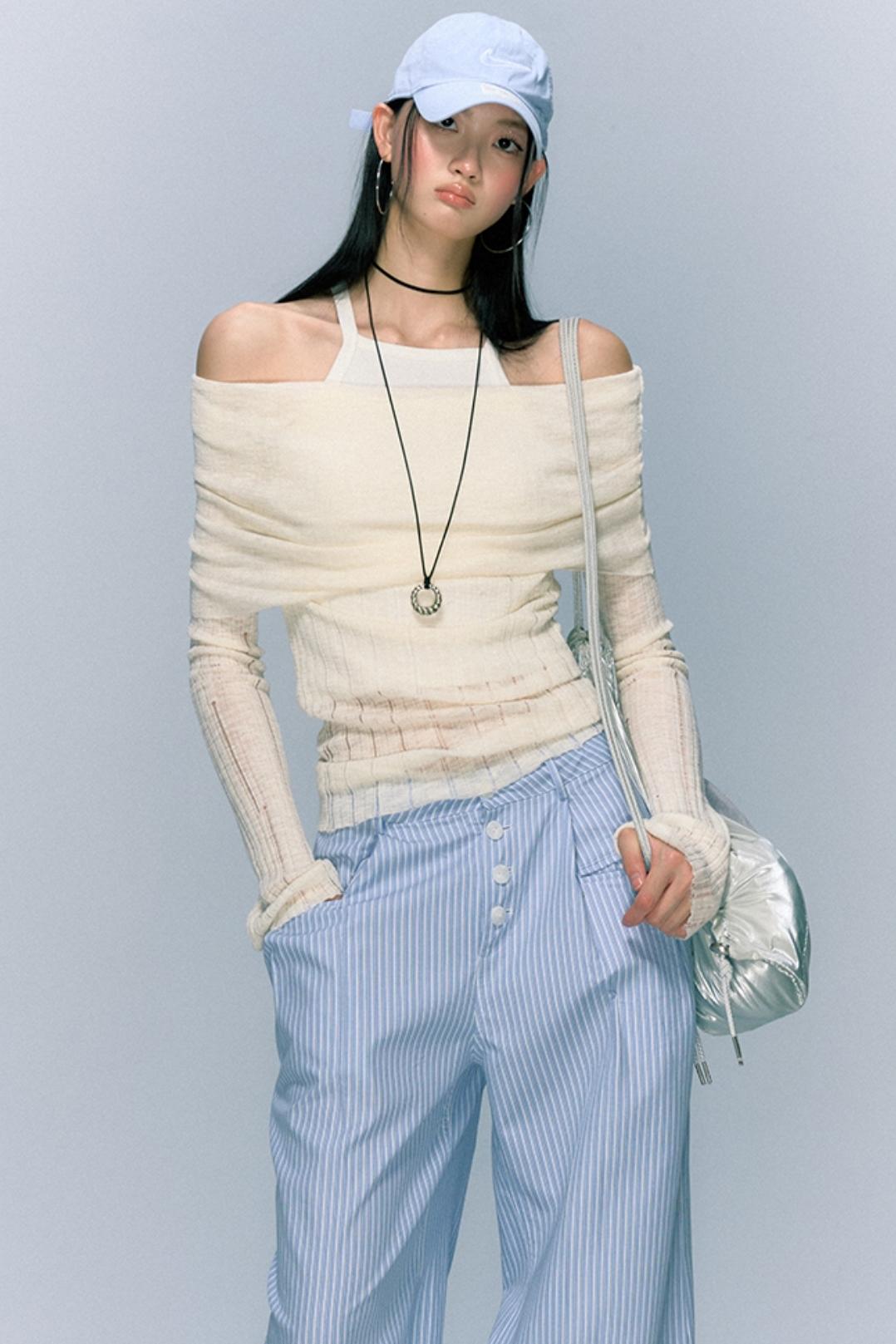 Asymmetric Folded Designer Knit Top