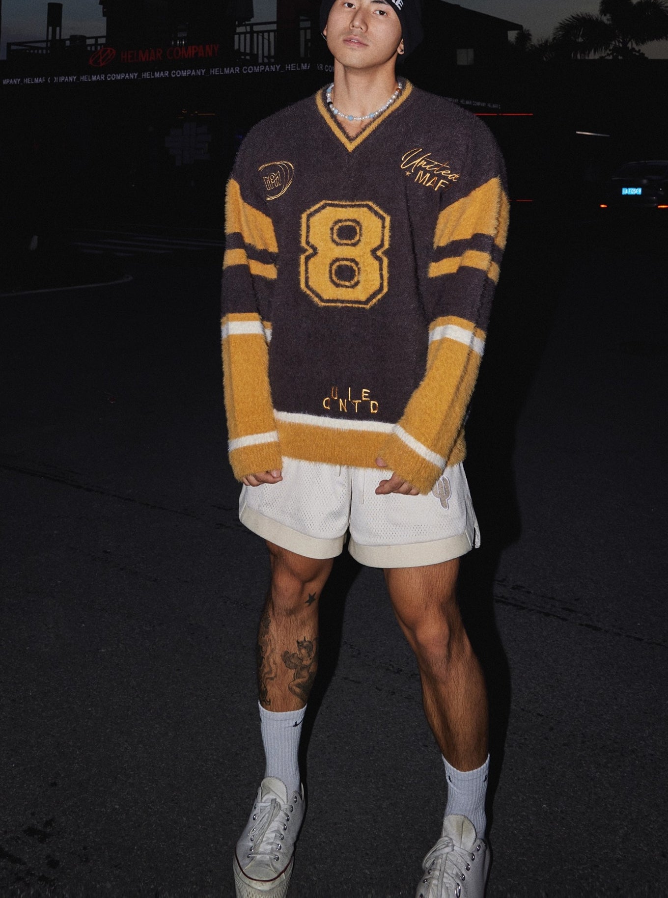 Fuzzy Varsity Number 8 Sweater