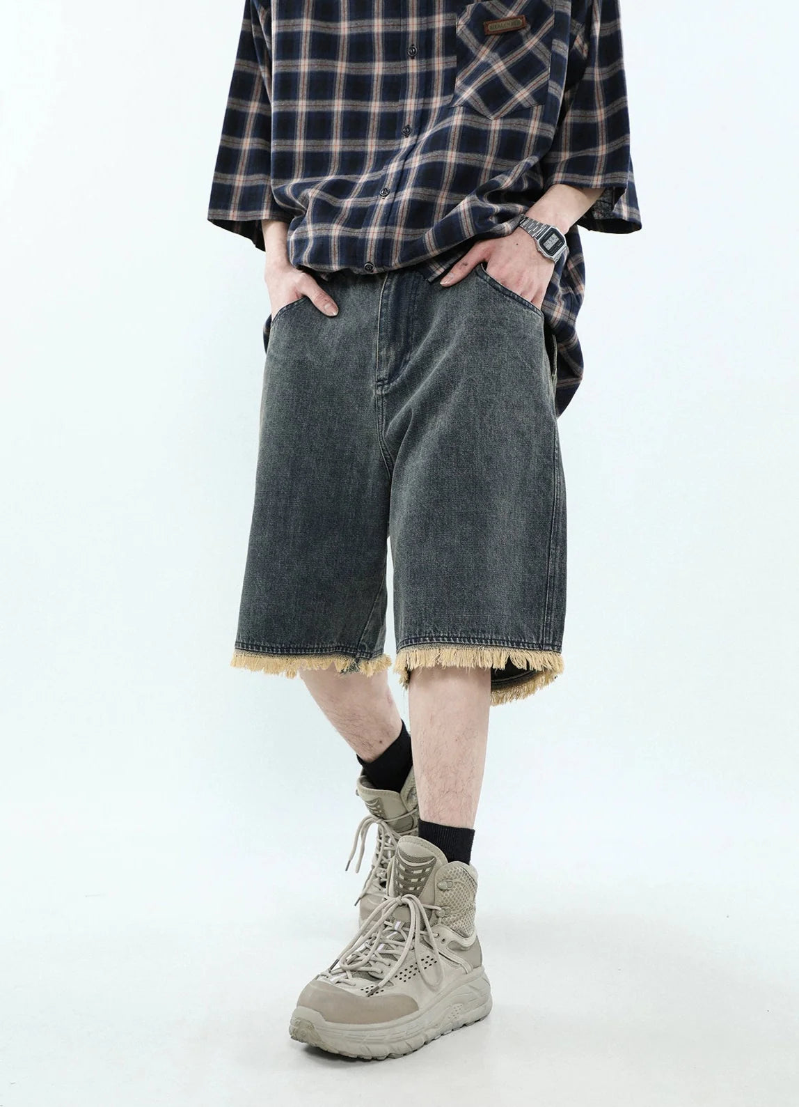 Frayed Edge Denim Bermuda Shorts