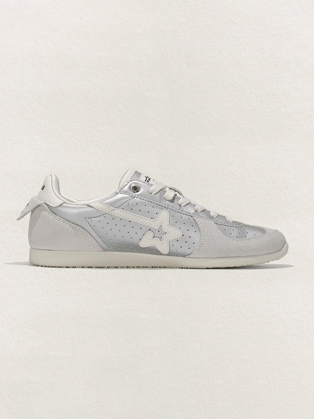 Soft-Silver Star-Panel Low-Profile Sneakers - view 8
