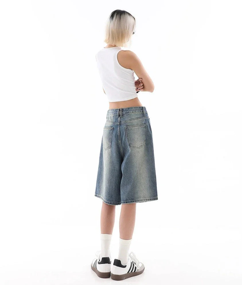 Light Wash Denim Bermuda Culottes