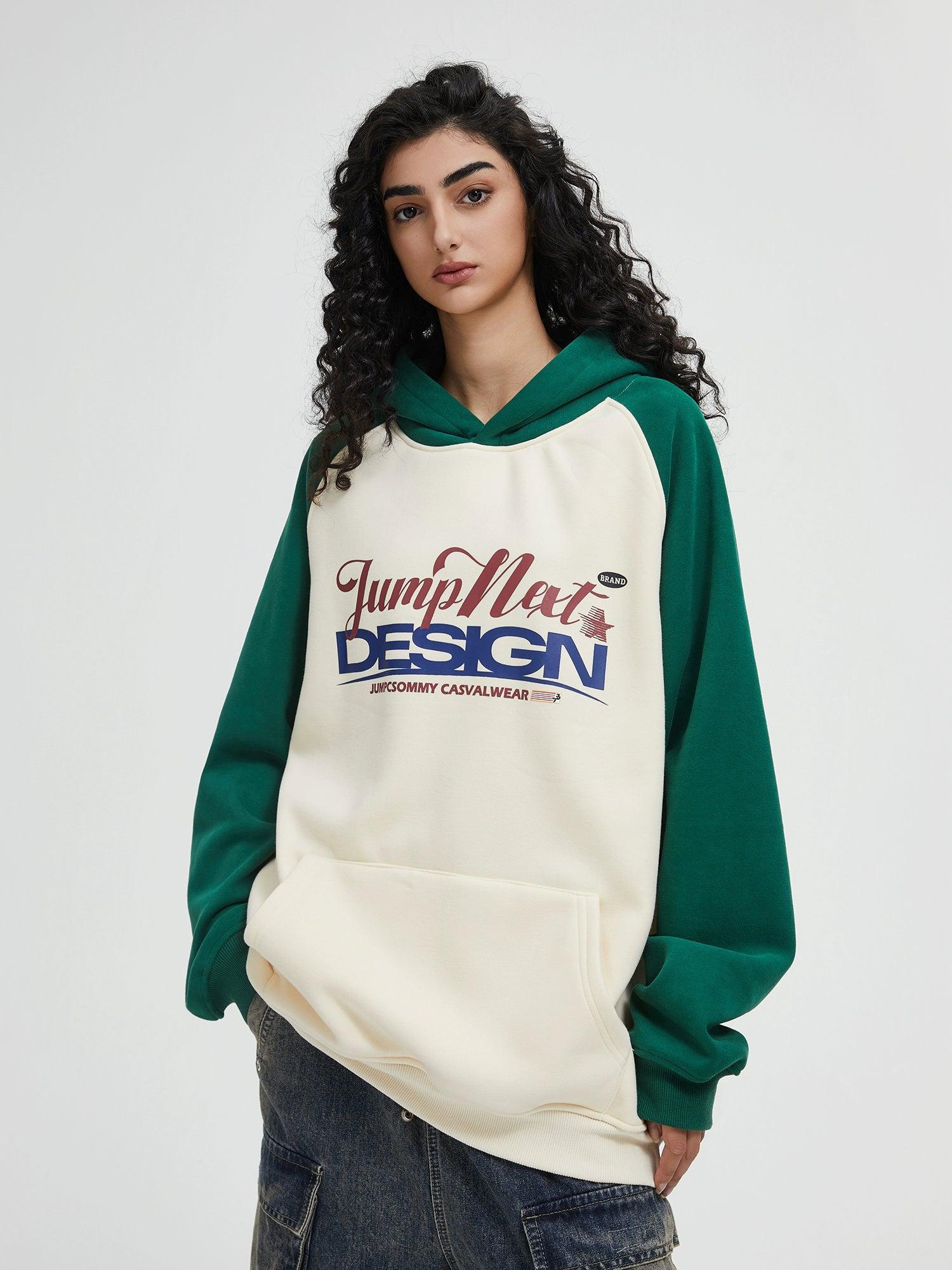 Hoodie with Contrast Logo Print - chiclara