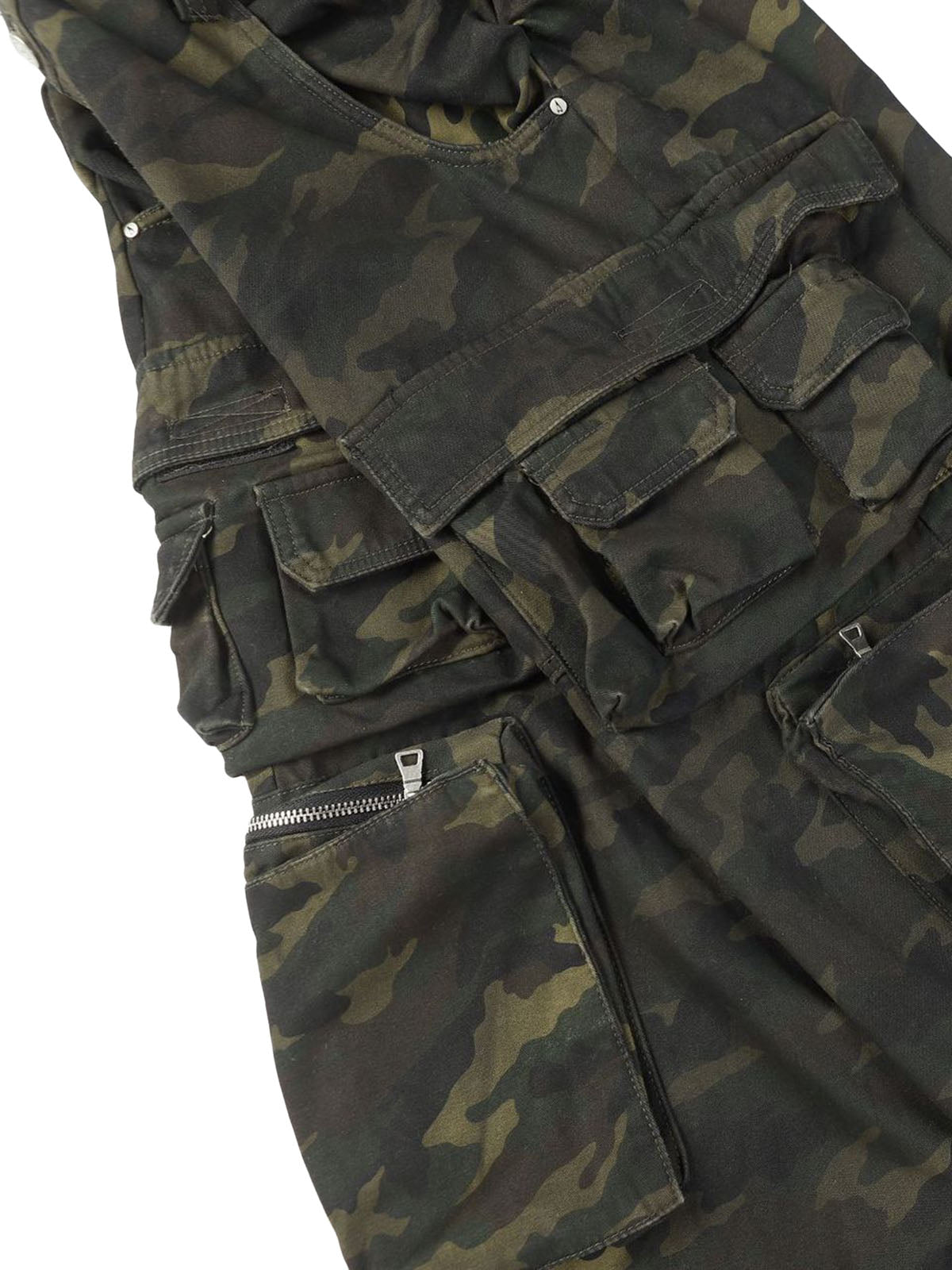 Camo Wide-Leg Cargo Overalls - Streetwear Style