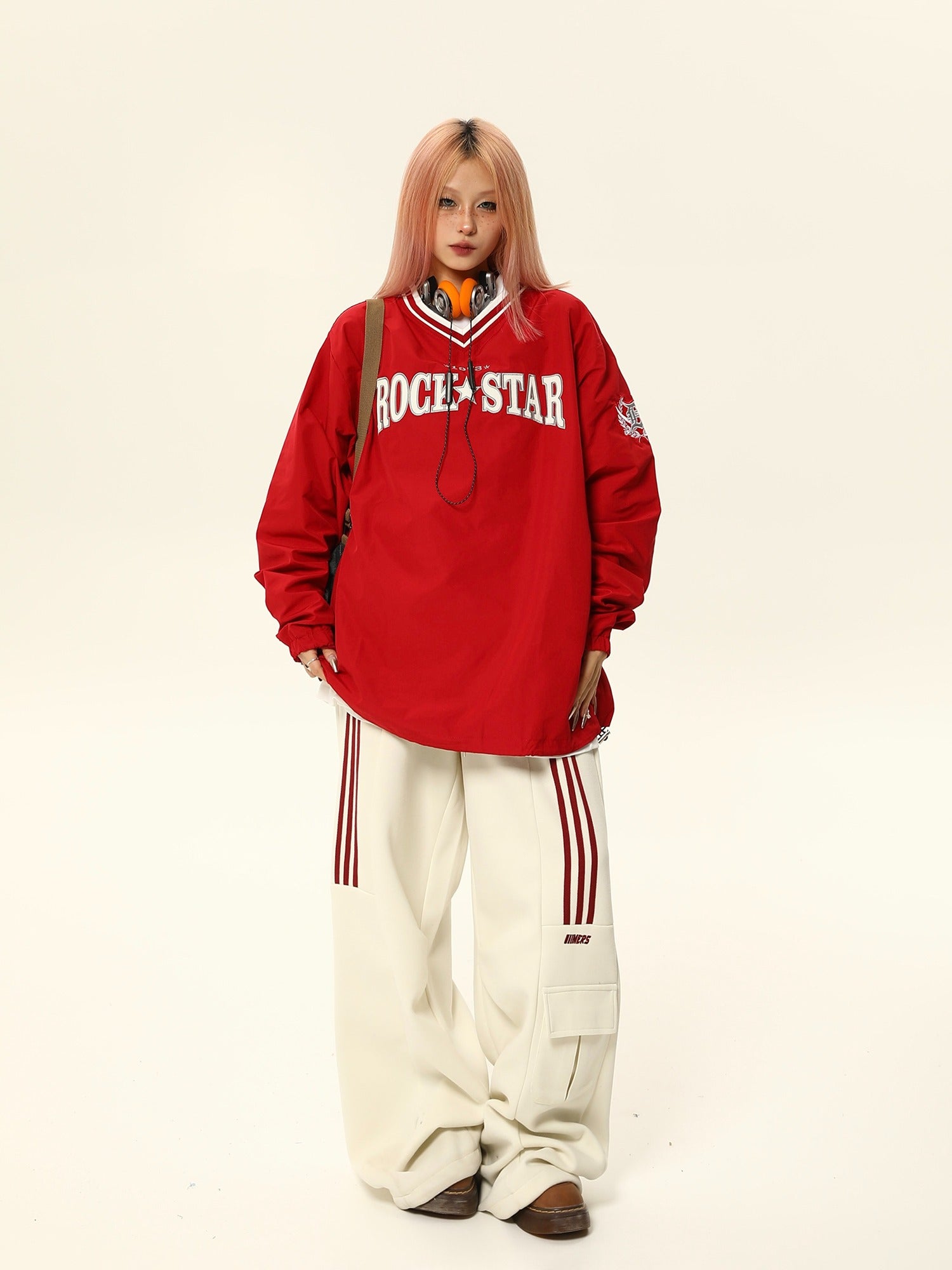 Rock Star Varsity Anorak Pullover