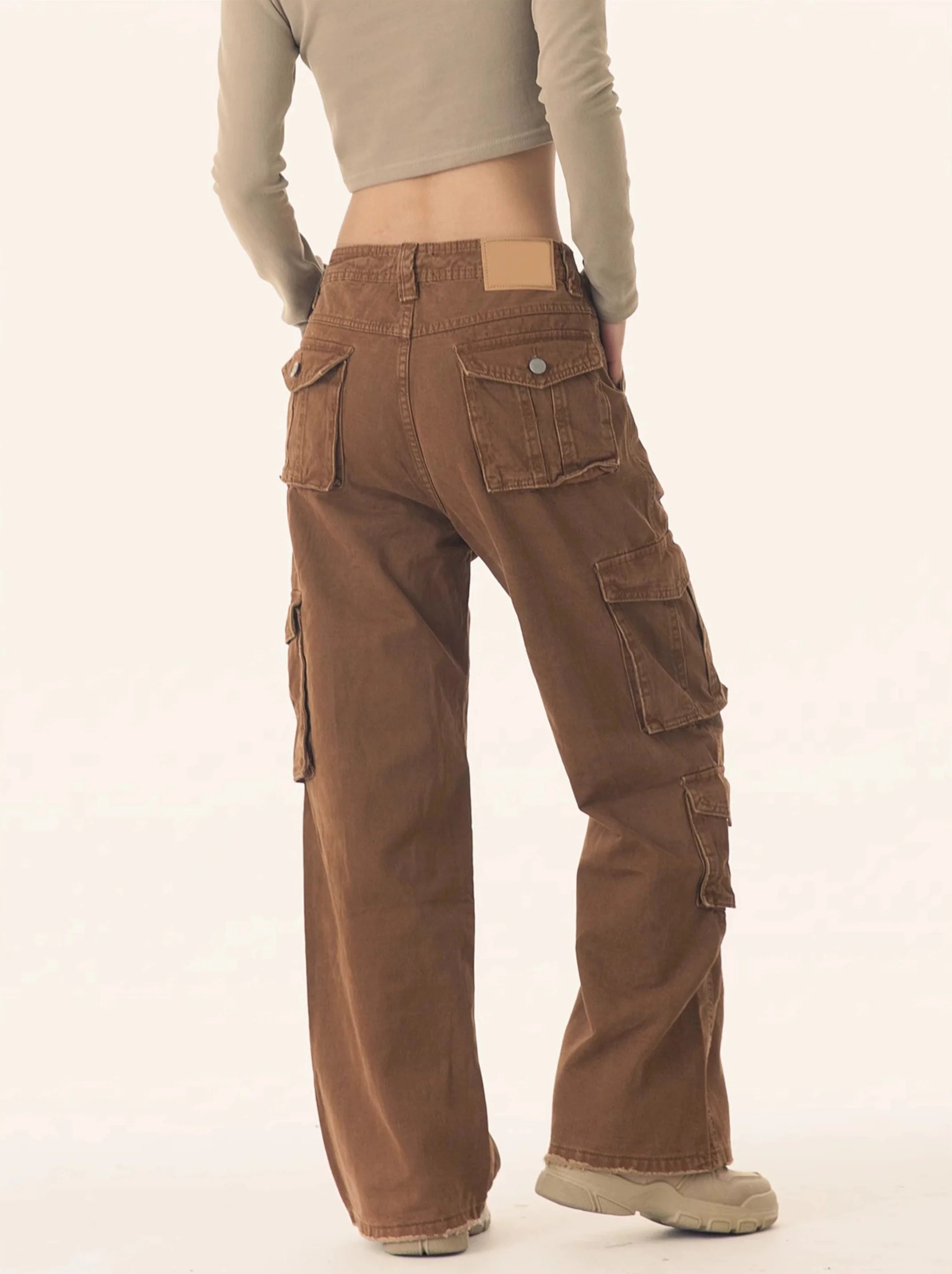 Straight Leg Cargo Pants with Multiple Side Pockets