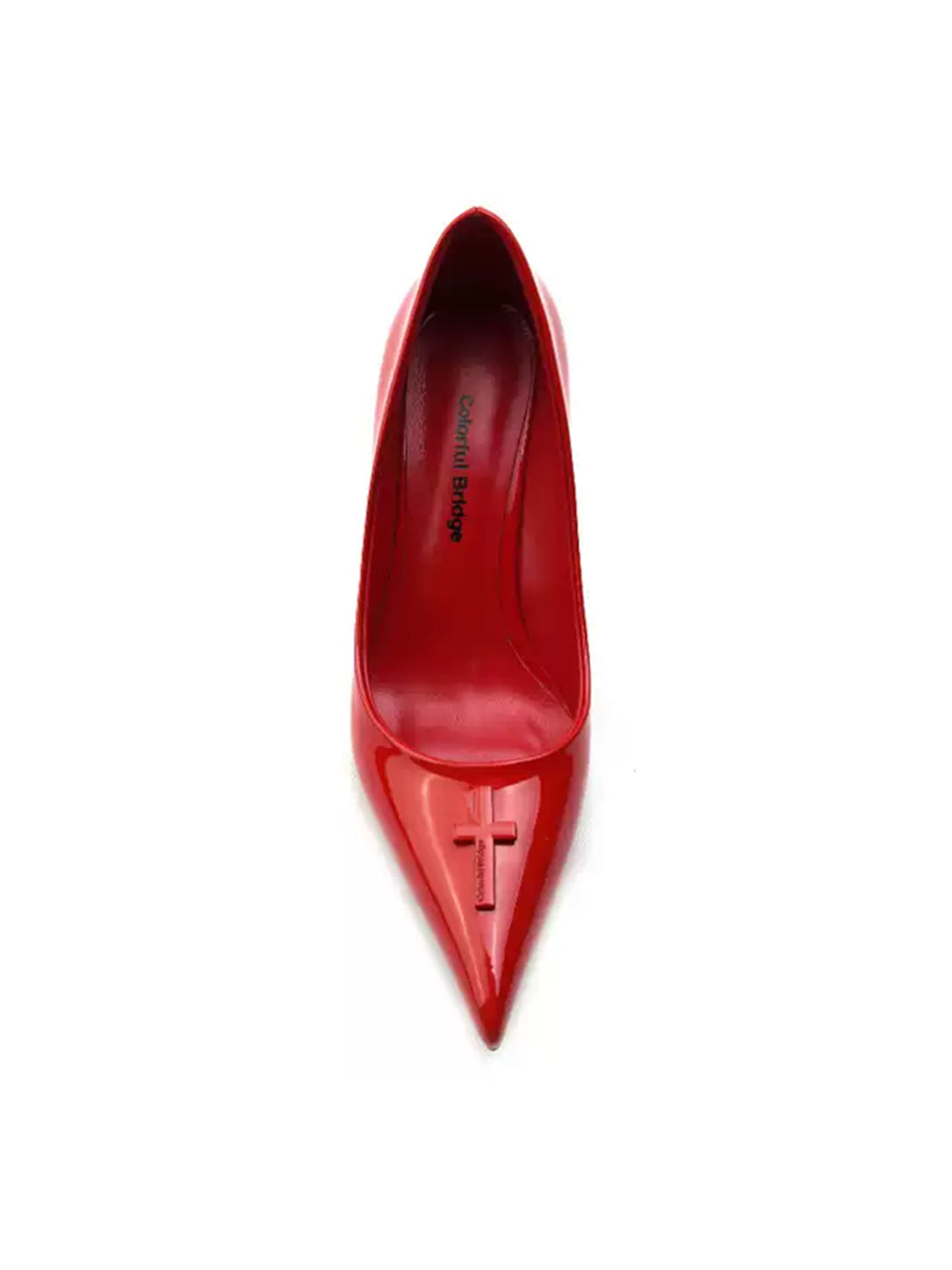 Cross-Detail Patent Leather Pointed Wedge Pumps - view 8