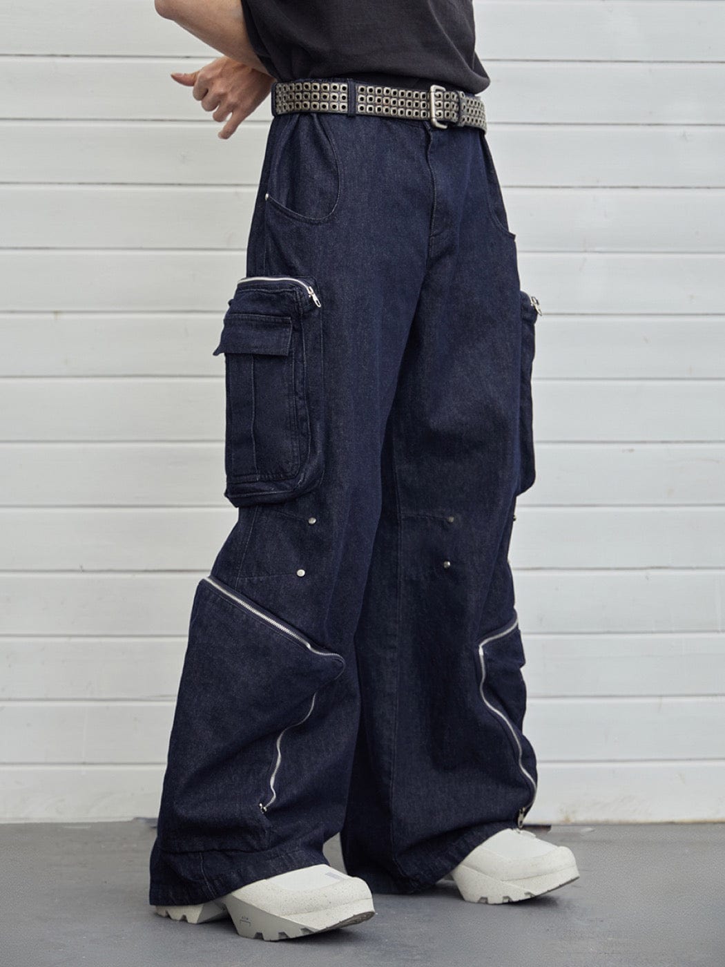 Y2K Deconstructed Cargo Denim Pants