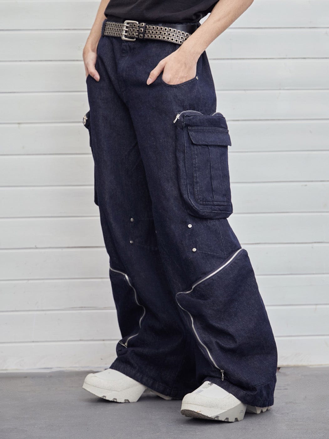 Y2K Deconstructed Cargo Denim Pants