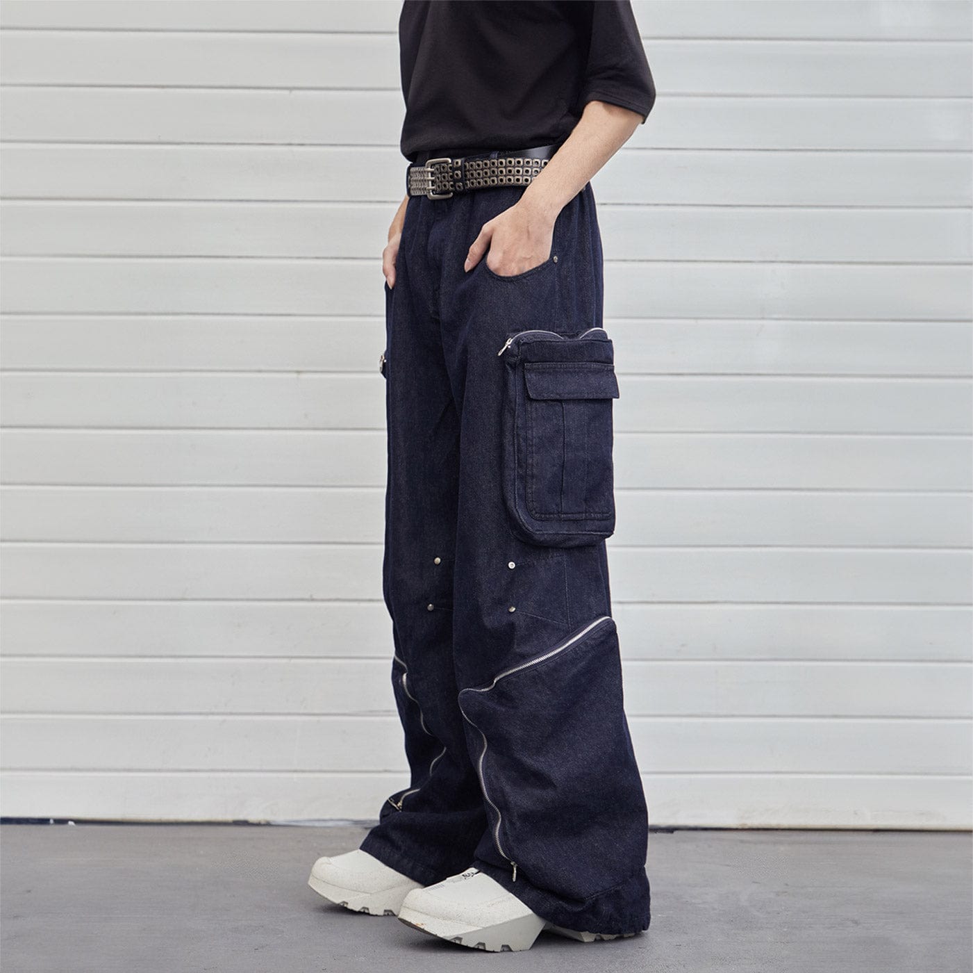 Y2K Deconstructed Cargo Denim Pants