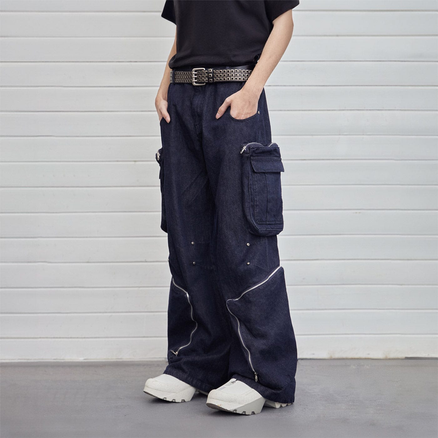 Y2K Pantalon de denim de cargaison déconstruit