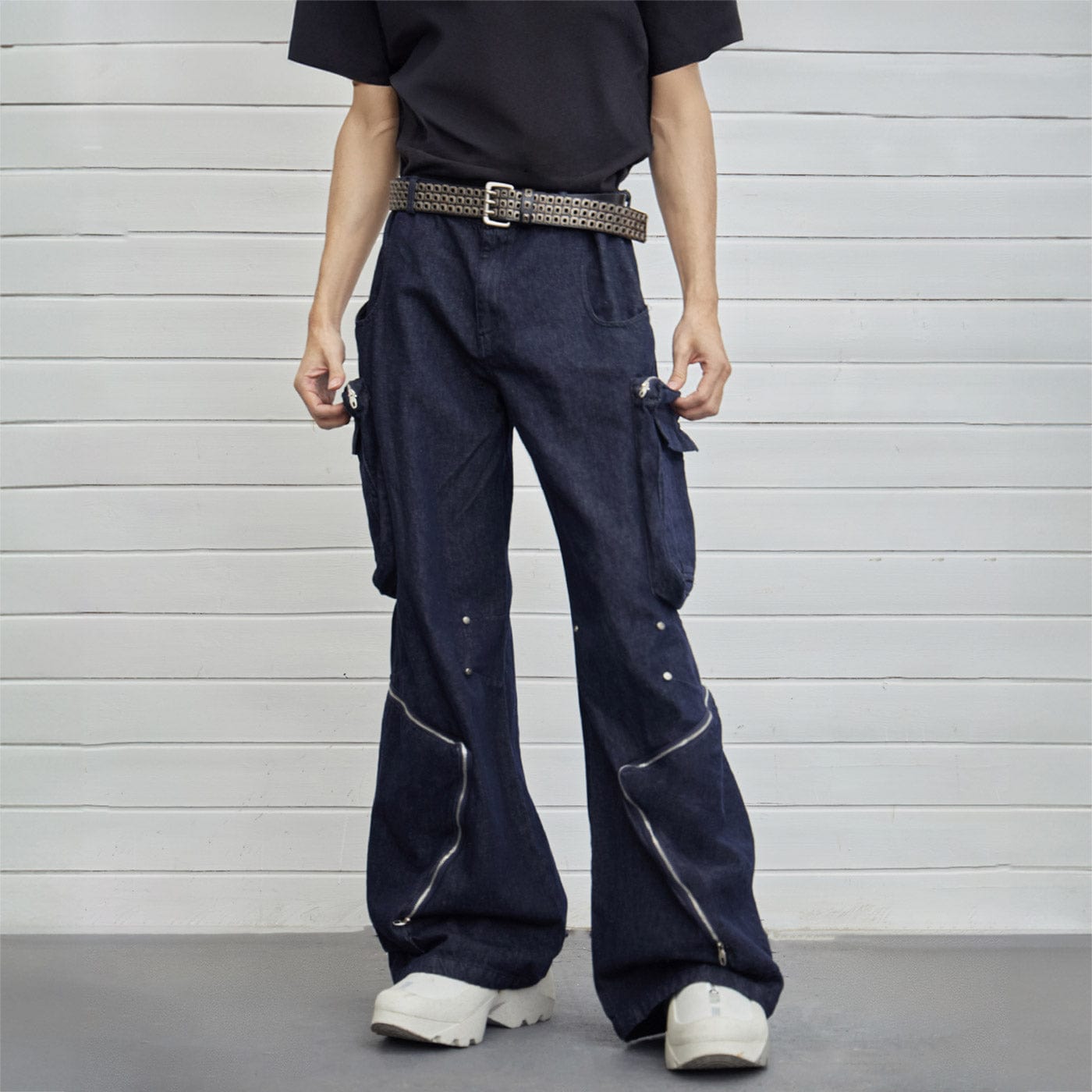 Y2K Pantalon de denim de cargaison déconstruit