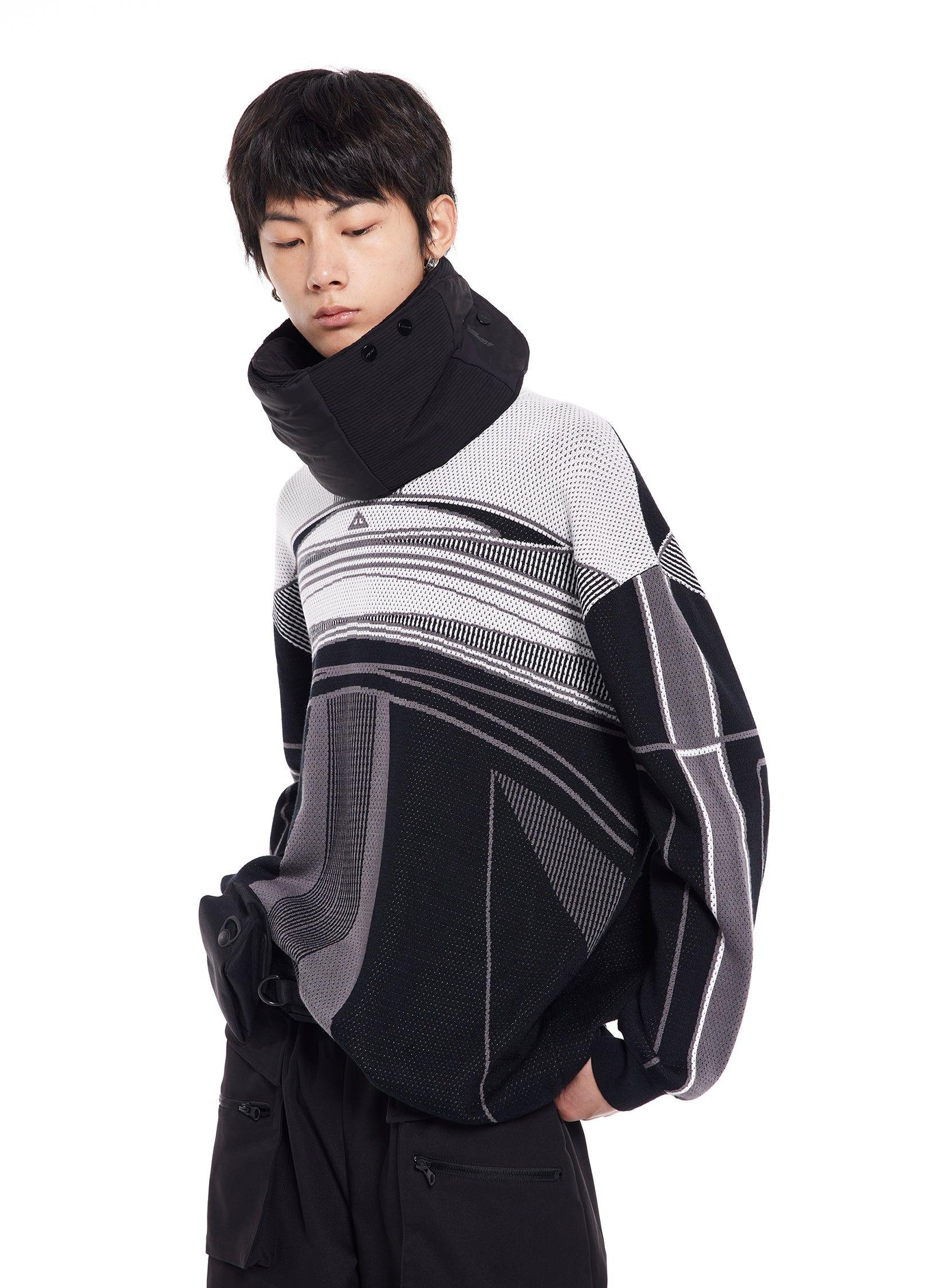 Monochrome Striped Knit Sweater - chiclara