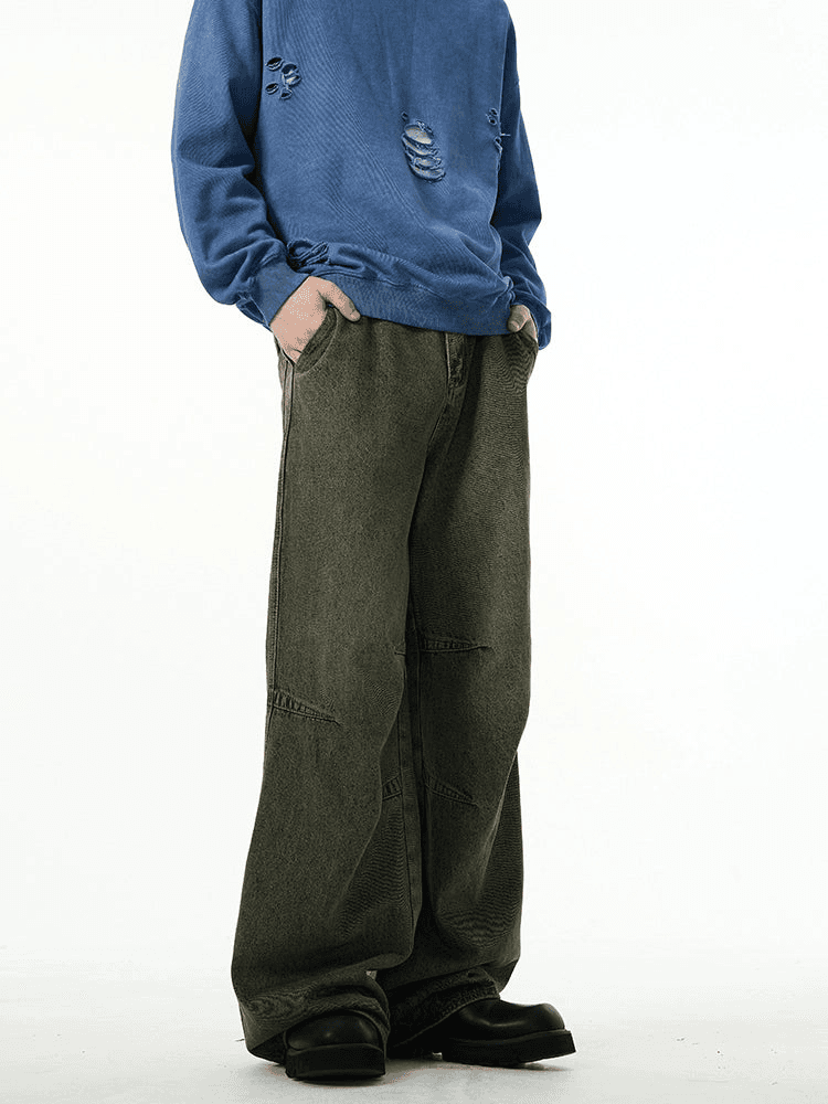 Classic Wide-Leg Straight Denim Jeans - chiclara