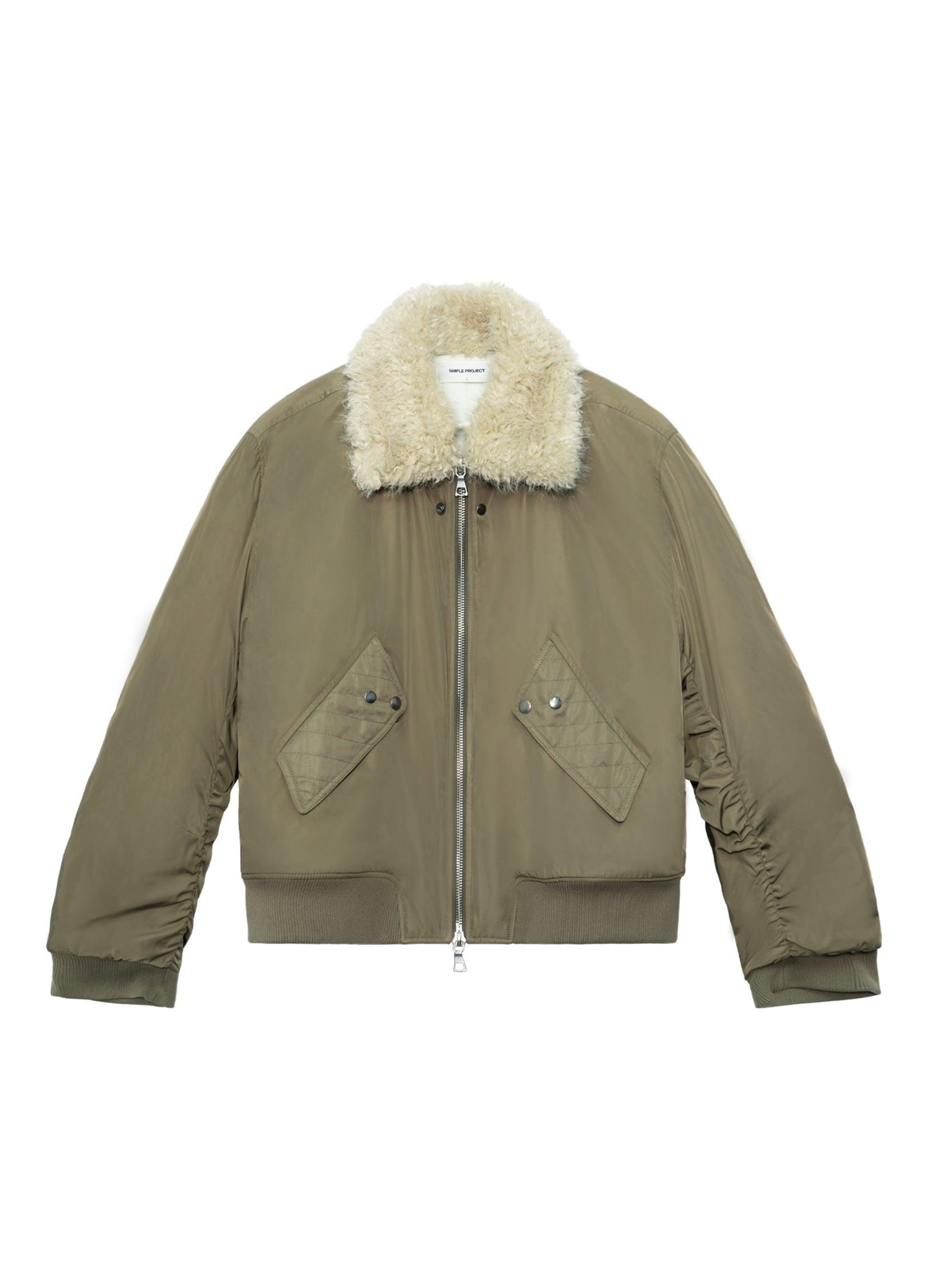 Classic Aviator Bomber Jacket with Fur Lapel - chiclara