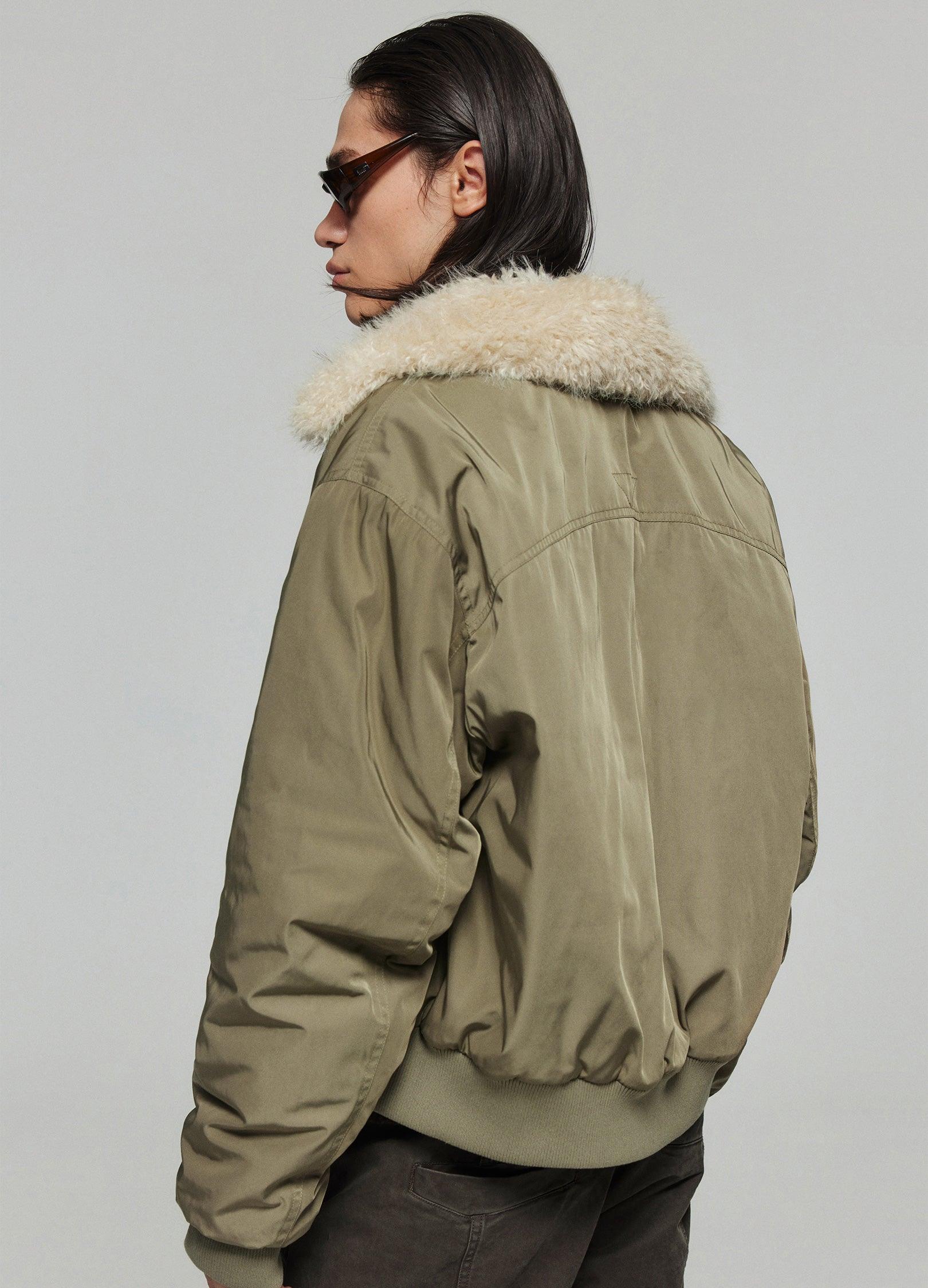 Classic Aviator Bomber Jacket with Fur Lapel - chiclara