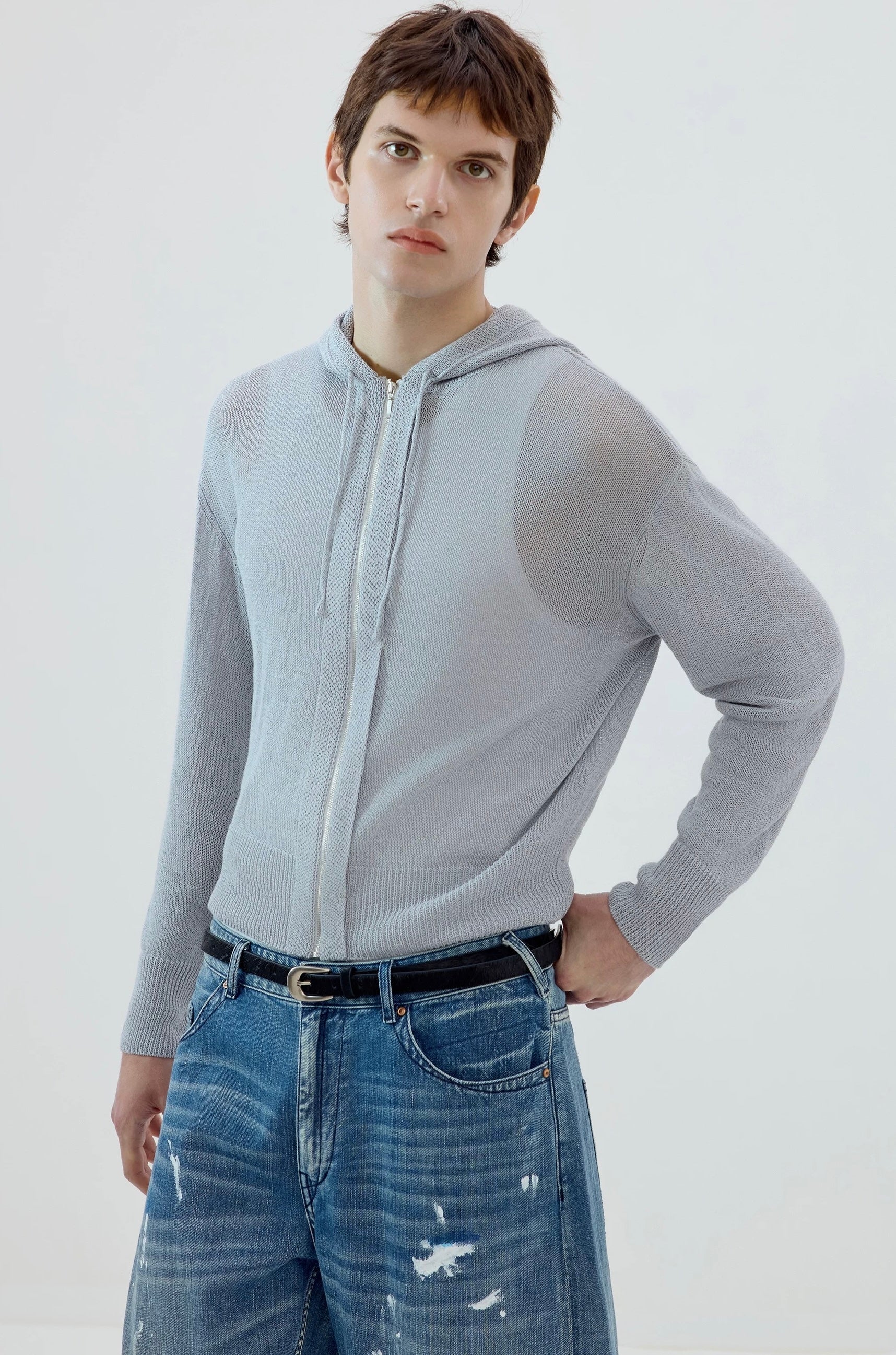Washi-Blend Knit Hoodie