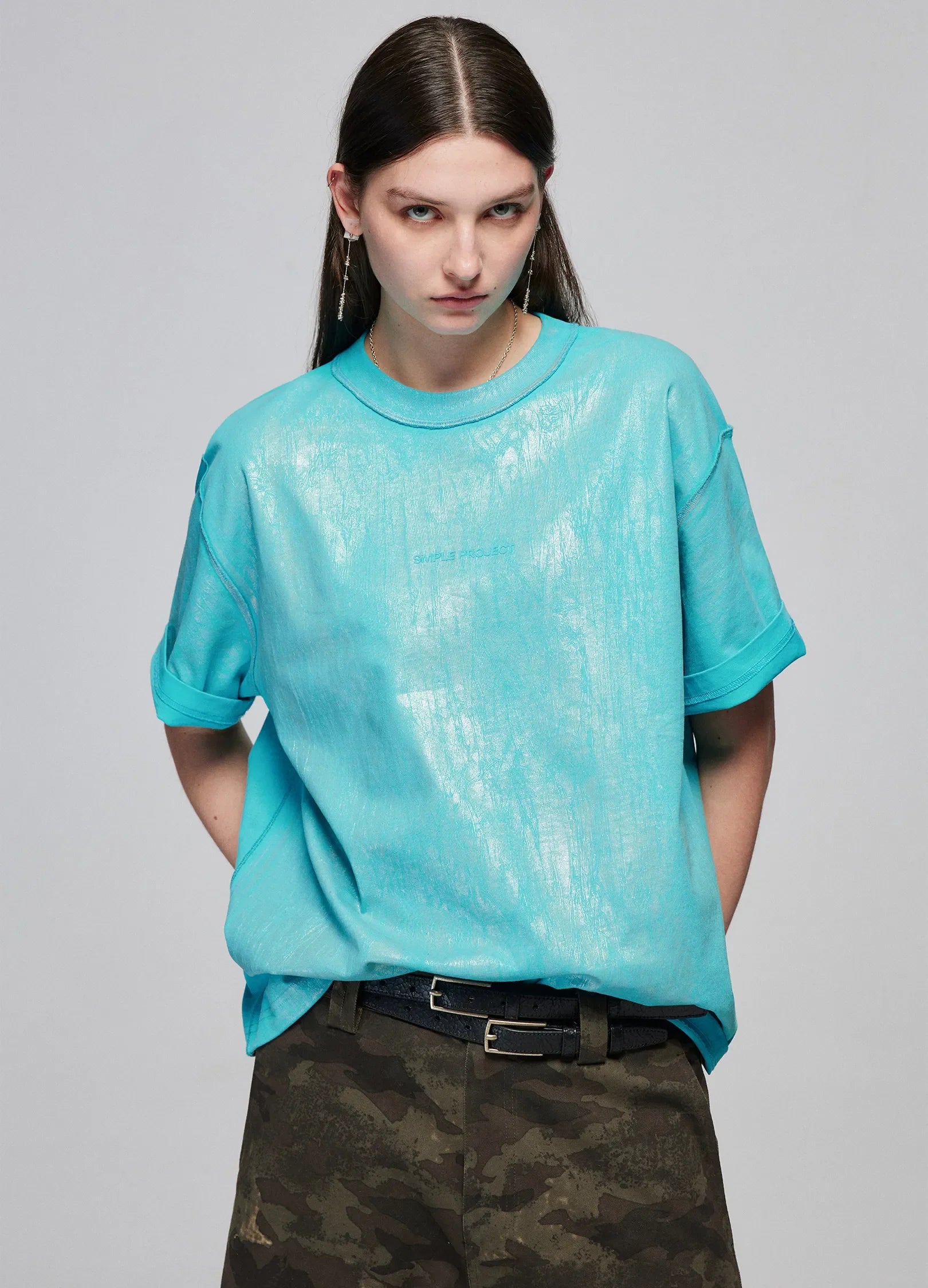 T-shirt surdimensionné métallique