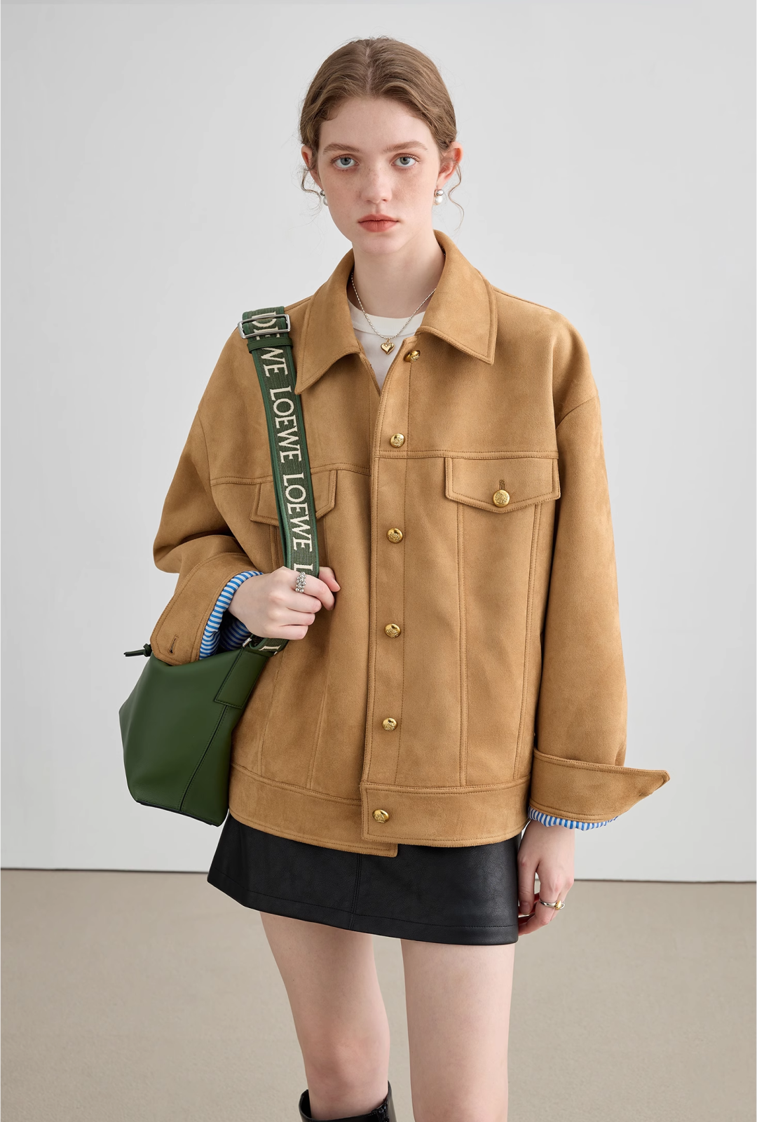 Short Length Buckle Leather Skirt - chiclara