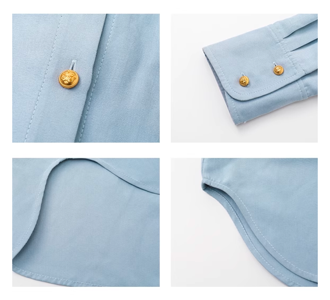 Light Blue Gold Button Shirt - chiclara