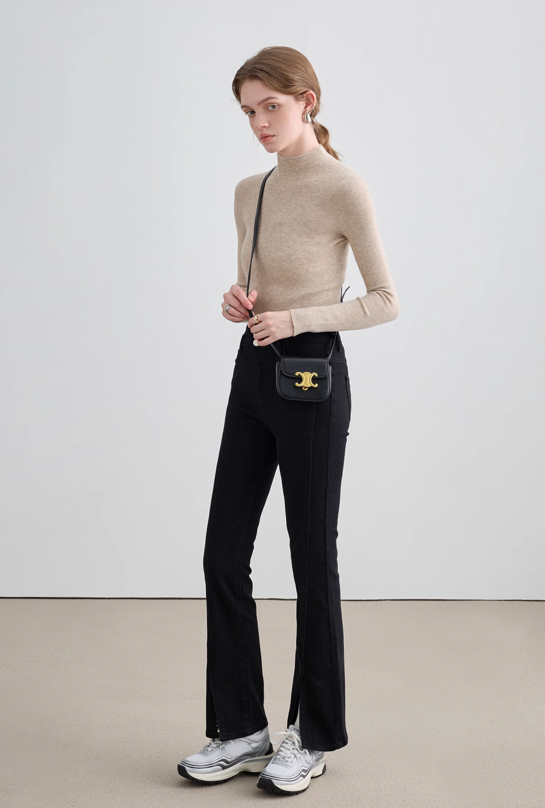 Wool Mock Neck Knit Top - chiclara