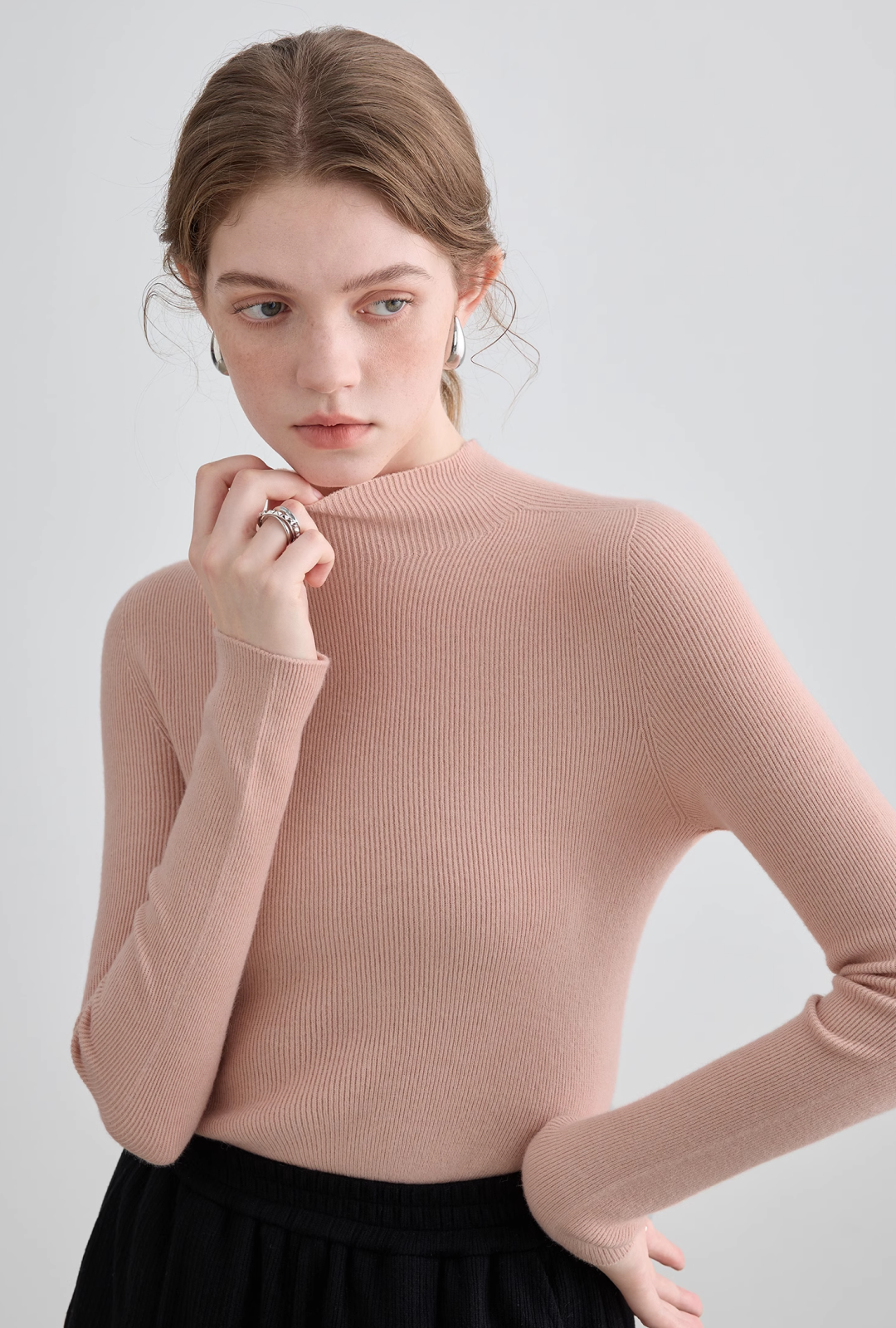 Wool Mock Neck Knit Top - chiclara