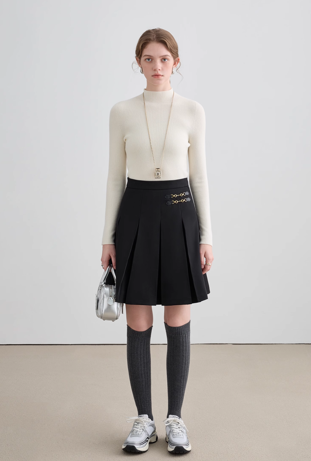 Wool Mock Neck Knit Top - chiclara