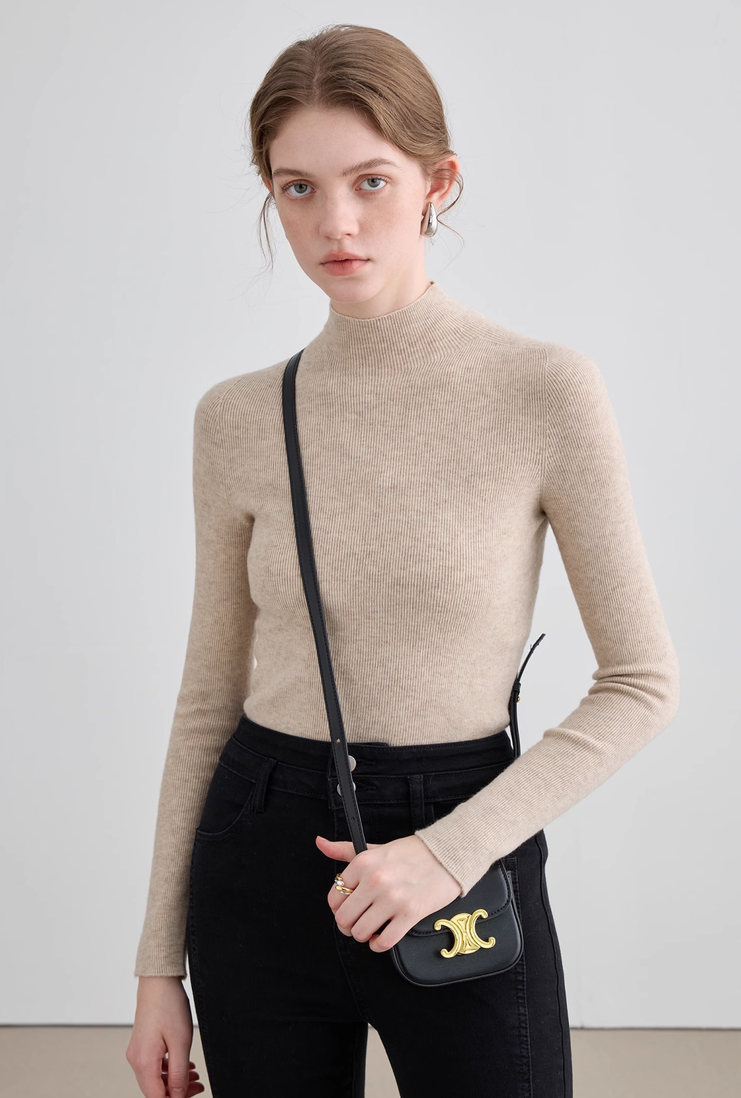 Wool Mock Neck Knit Top - chiclara