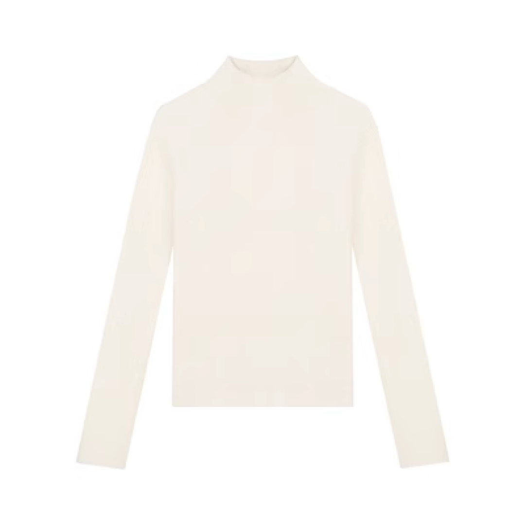 Wool Mock Neck Knit Top - chiclara