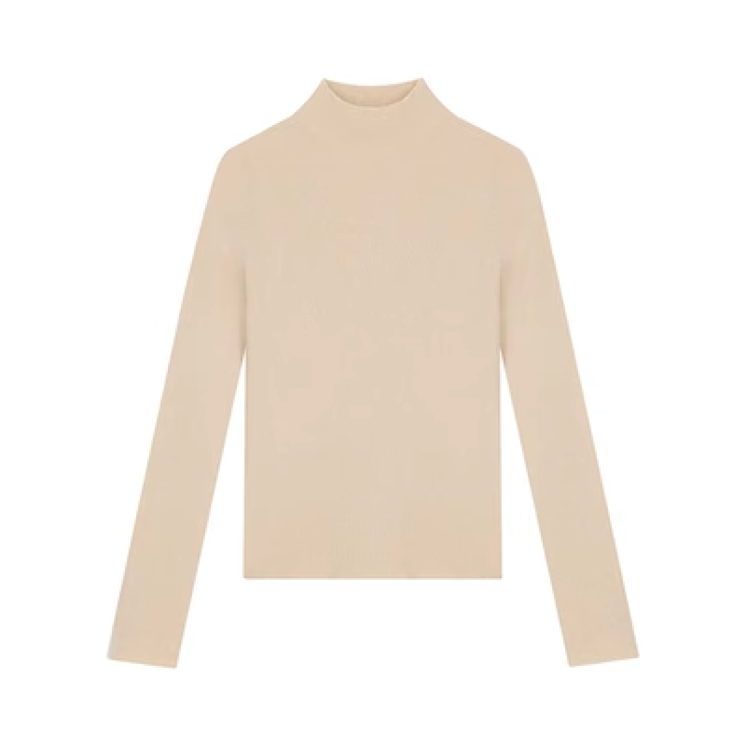 Wool Mock Neck Knit Top - chiclara