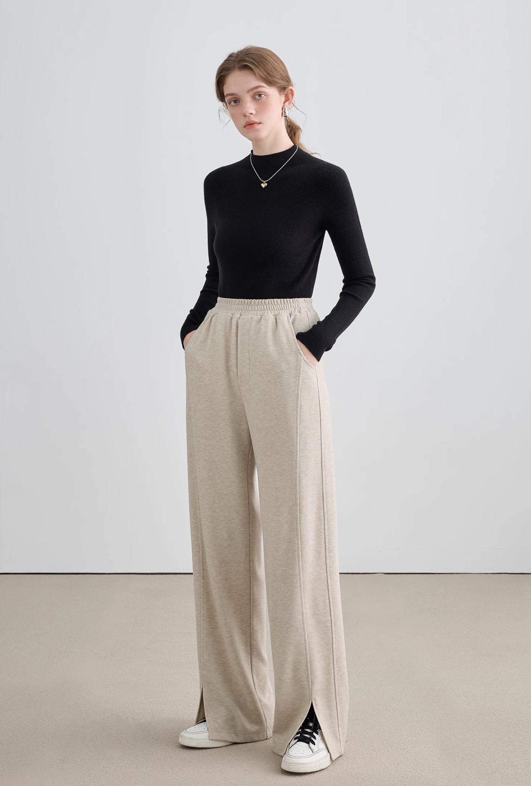 Wool Mock Neck Knit Top - chiclara