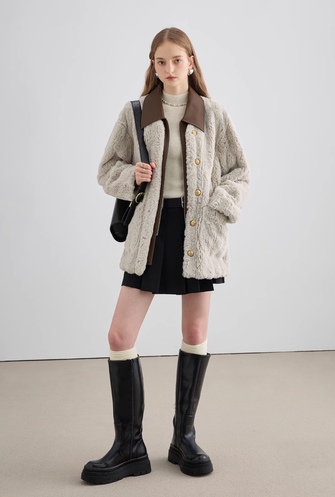 Bicolor Fur Coat - chiclara