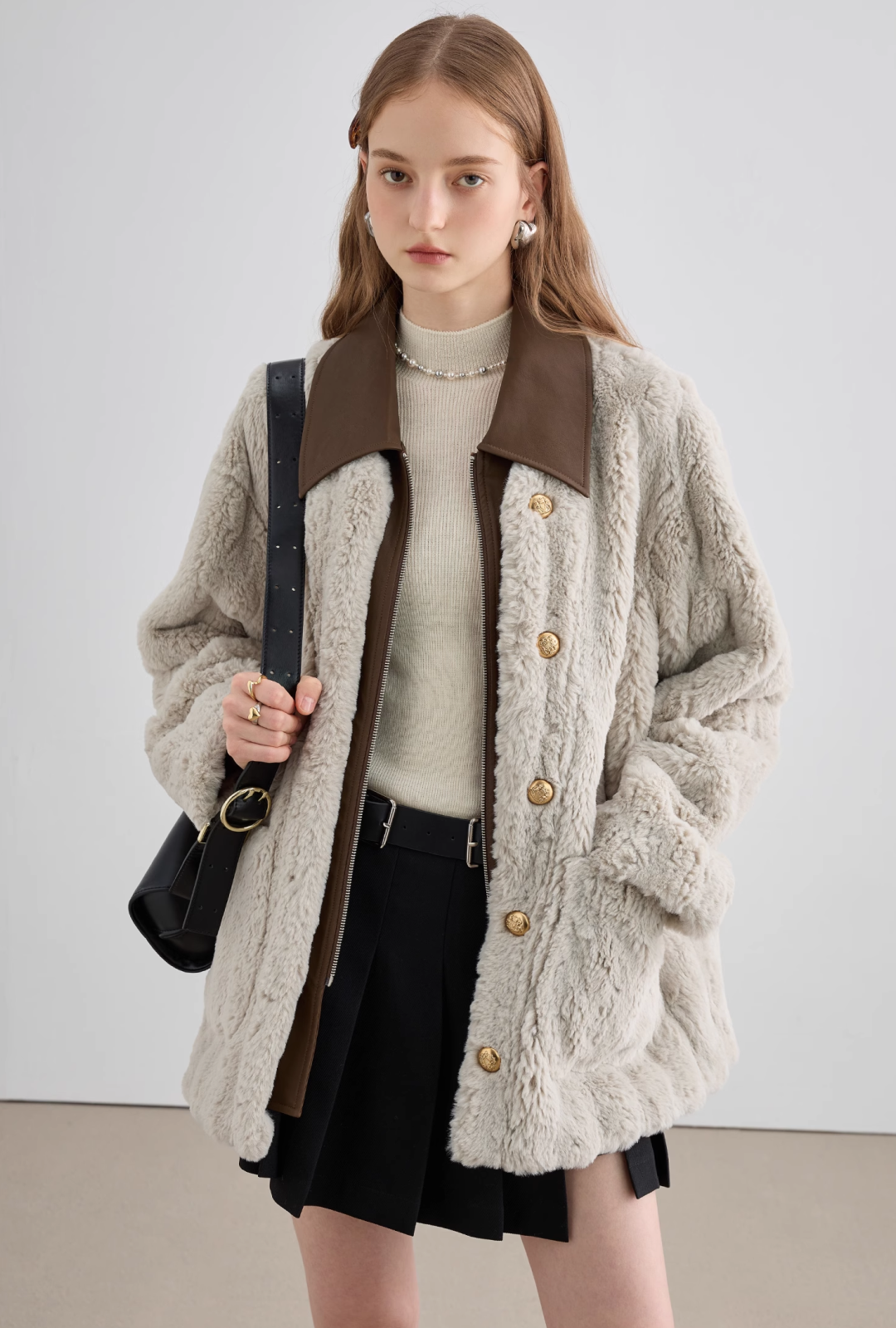 Bicolor Fur Coat - chiclara