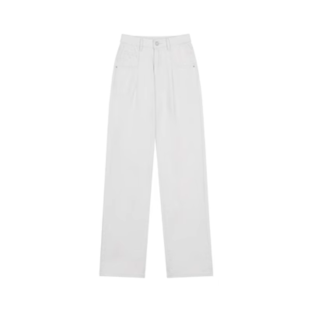 Loose White Straight Denim - chiclara