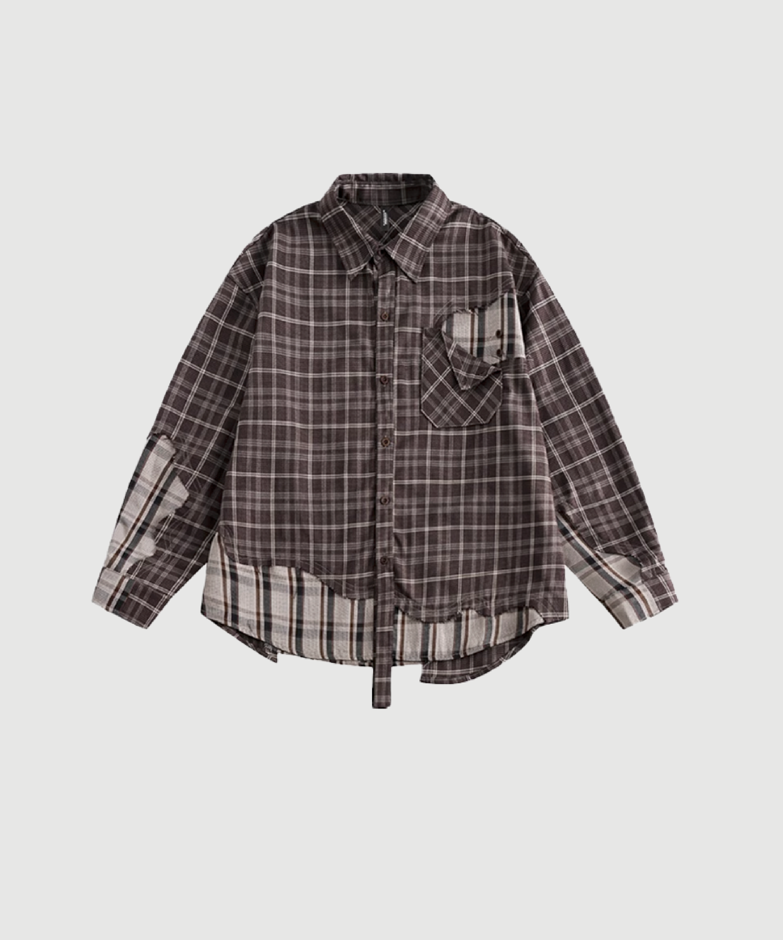 Distressed Patchwork Check Shirt