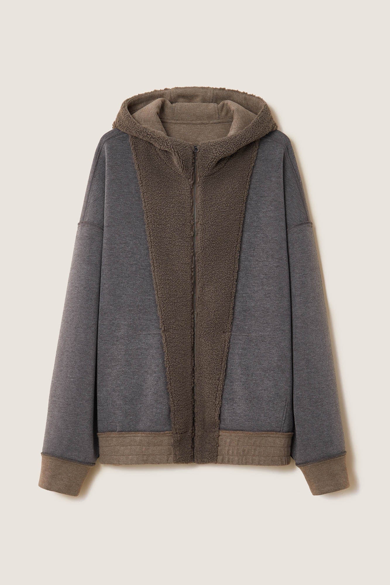 Sherpa-Lined Zip-Up Hoodie Jacket