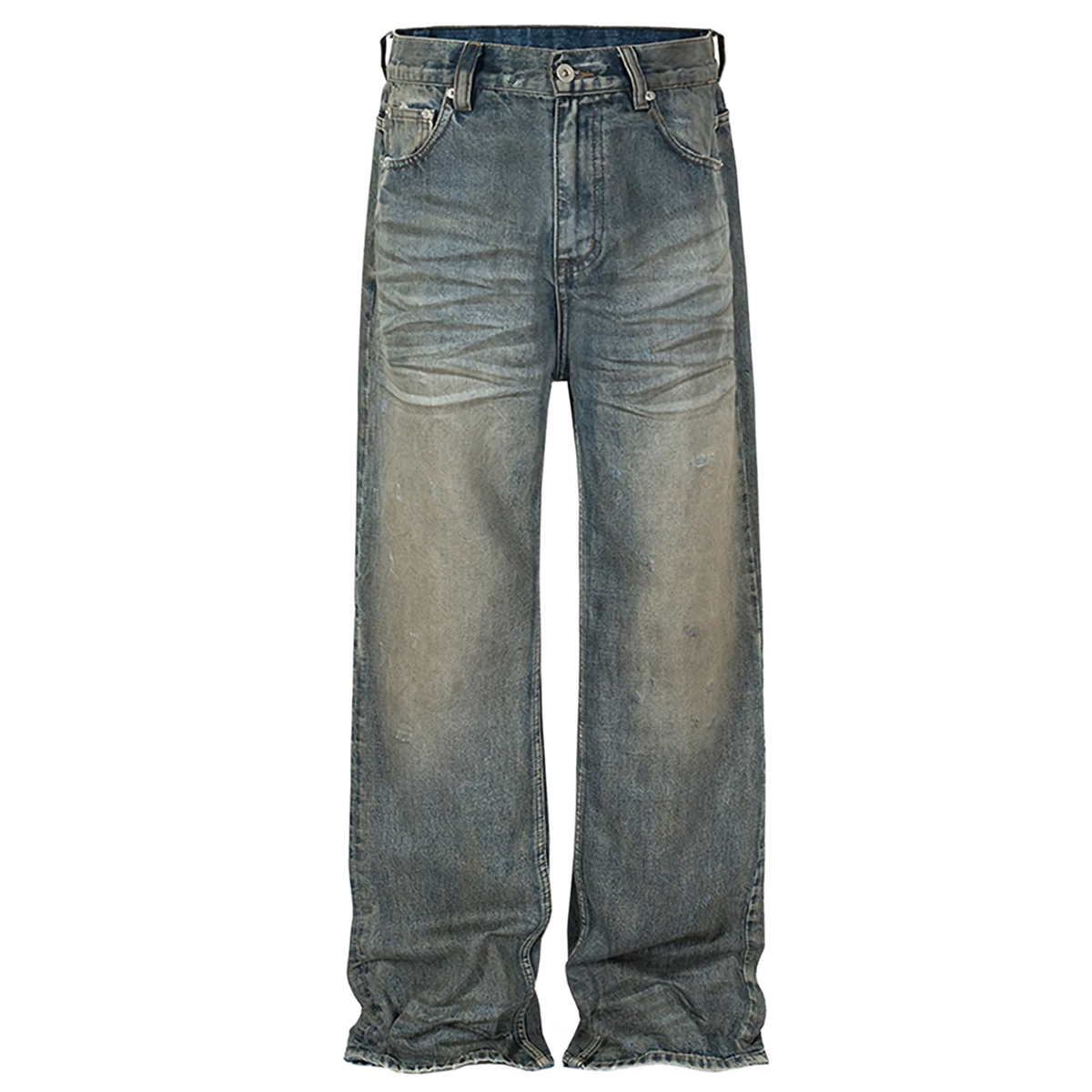 Blue Vintage Wash Wide-Leg Jeans