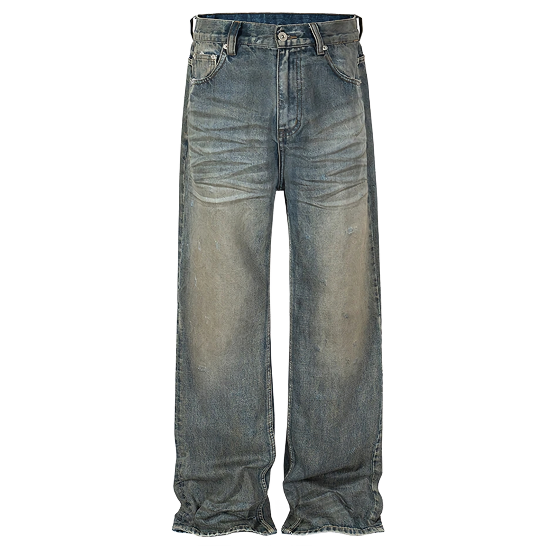 Blue Vintage Wash Wide-Leg Jeans