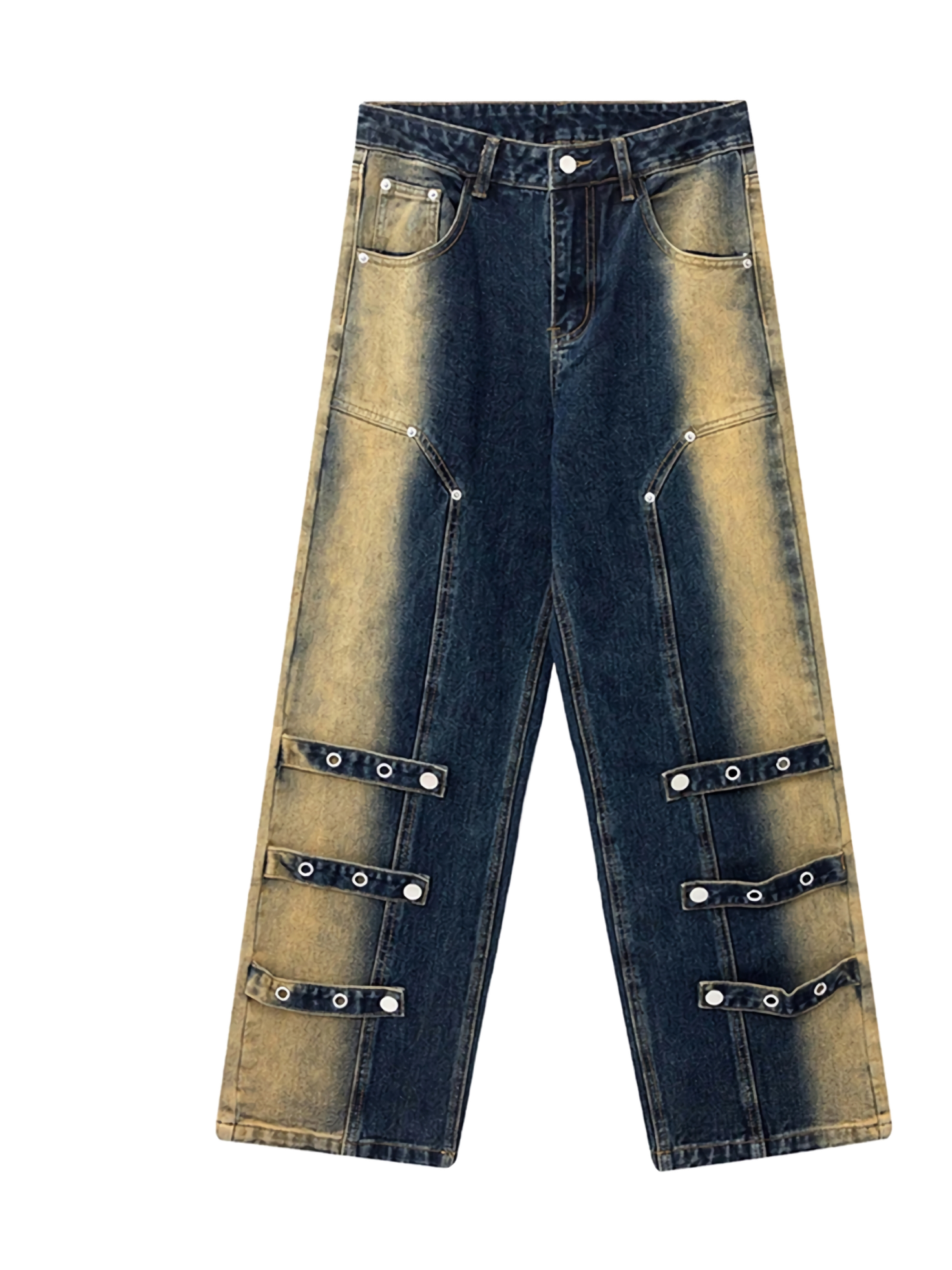 Architectural Acid Straight-Cut Denim Jeans
