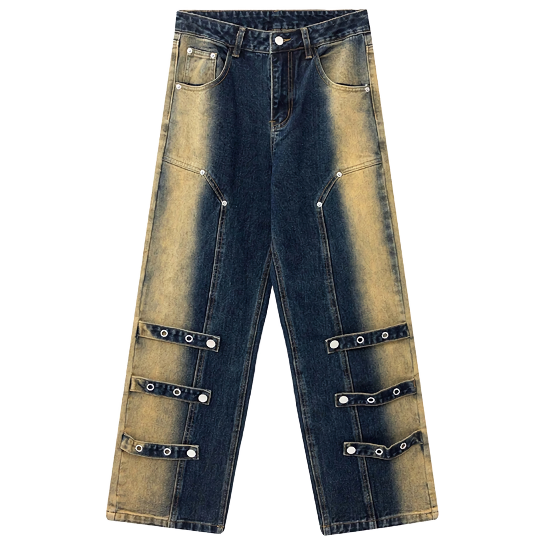 Jeans de mezclilla de corte recto de ácido arquitectónico