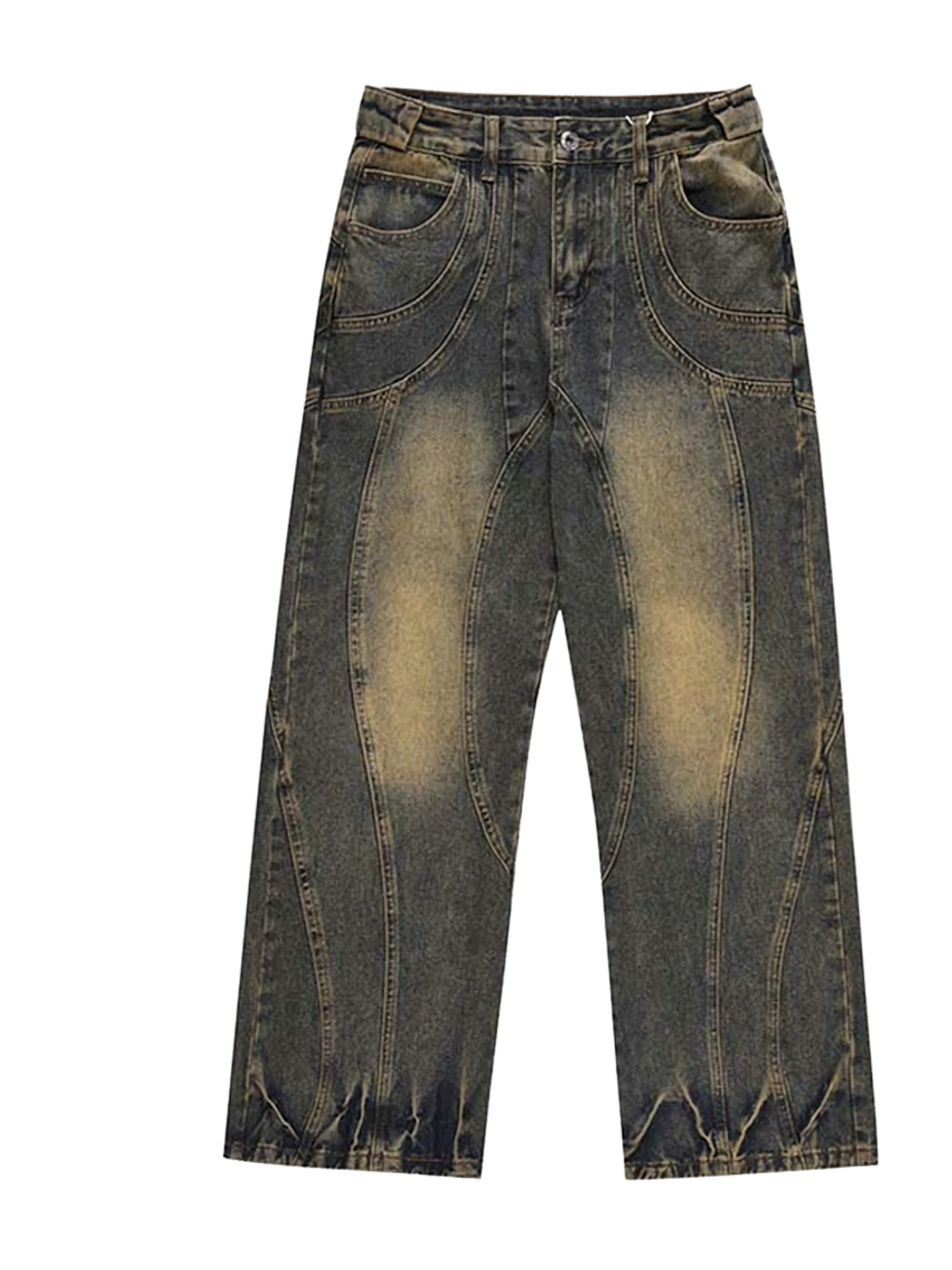 Architectural Acid Straight-Cut Denim Jeans