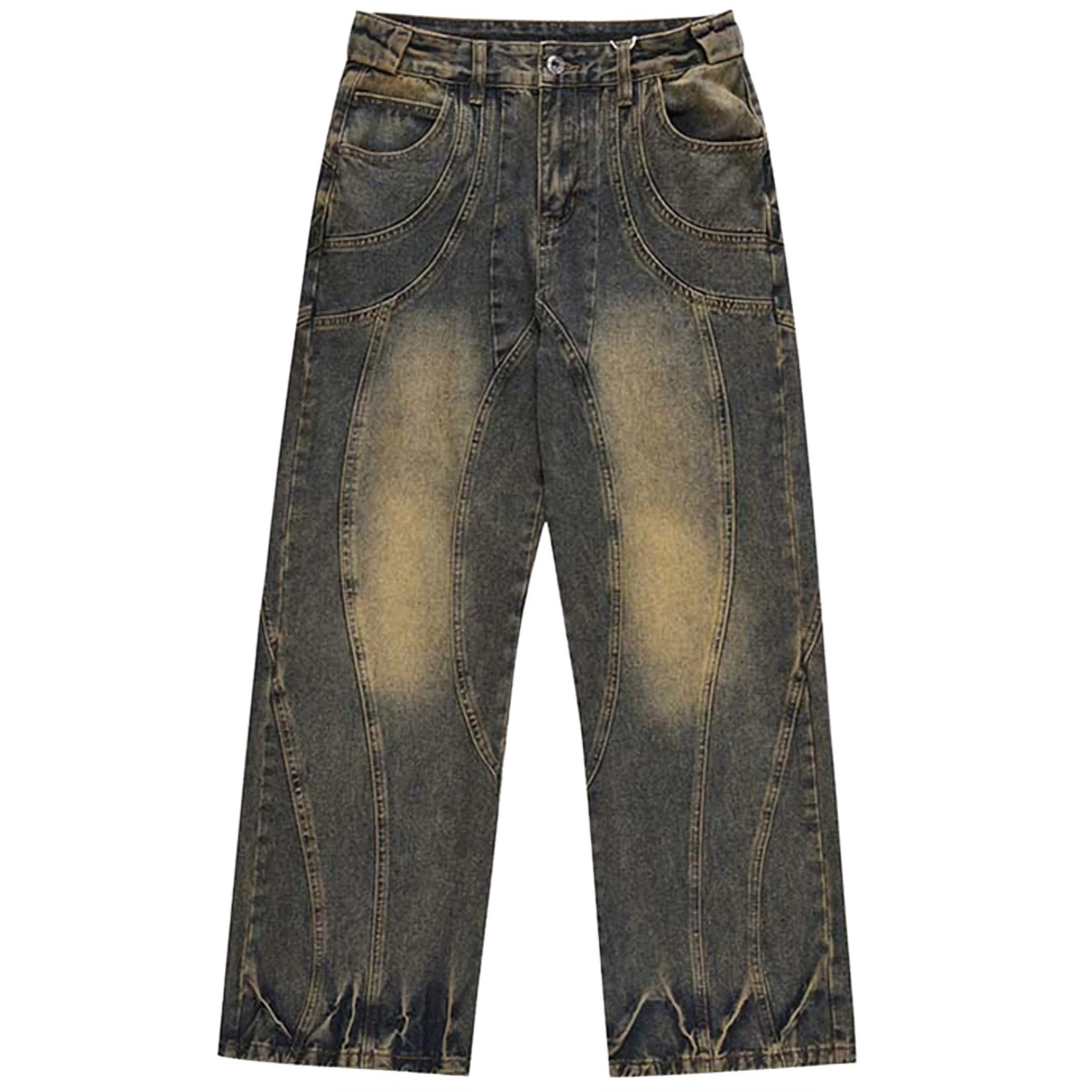Jeans de mezclilla de corte recto de ácido arquitectónico