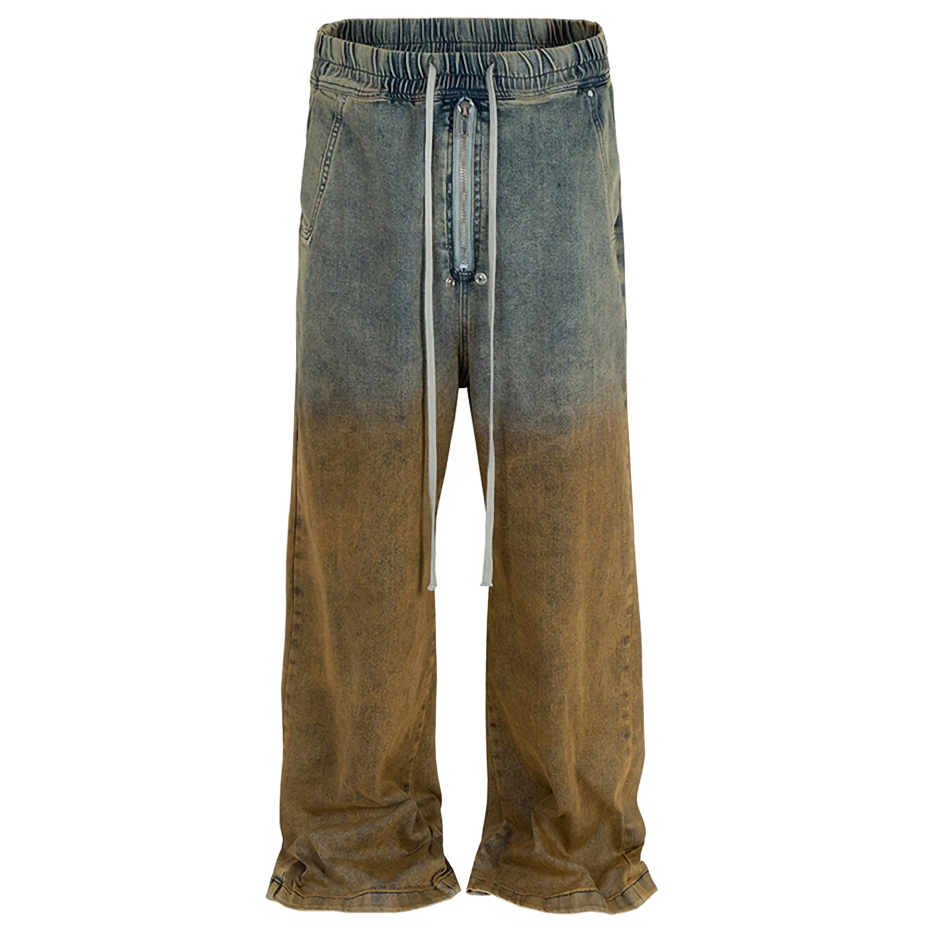 Pantalon palazzo à cordon de denim ombre