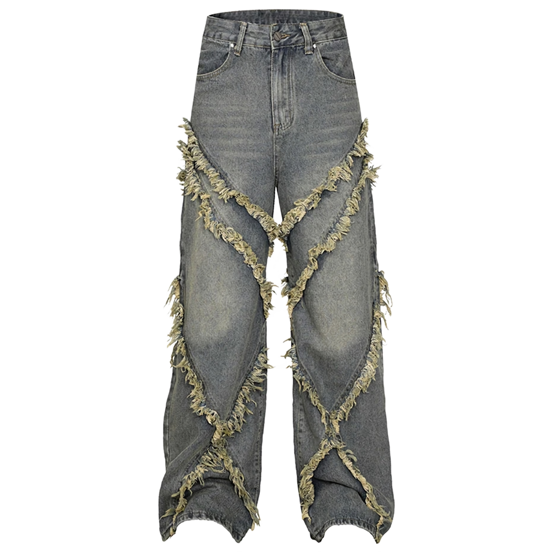 Jeans en éruptions de jeans en denim à coussin de l'ourlet artisanal